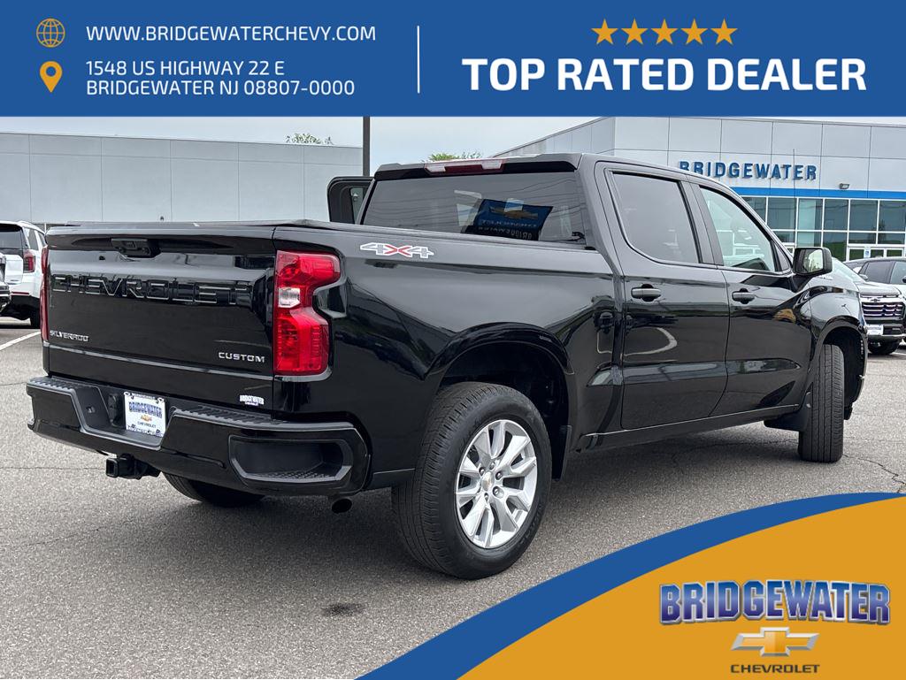 Black 2023 Chevrolet Silverado 1500 Custom Crew Cab 4WD Pickup Truck Four-Wheel Drive 8-Speed Automatic
