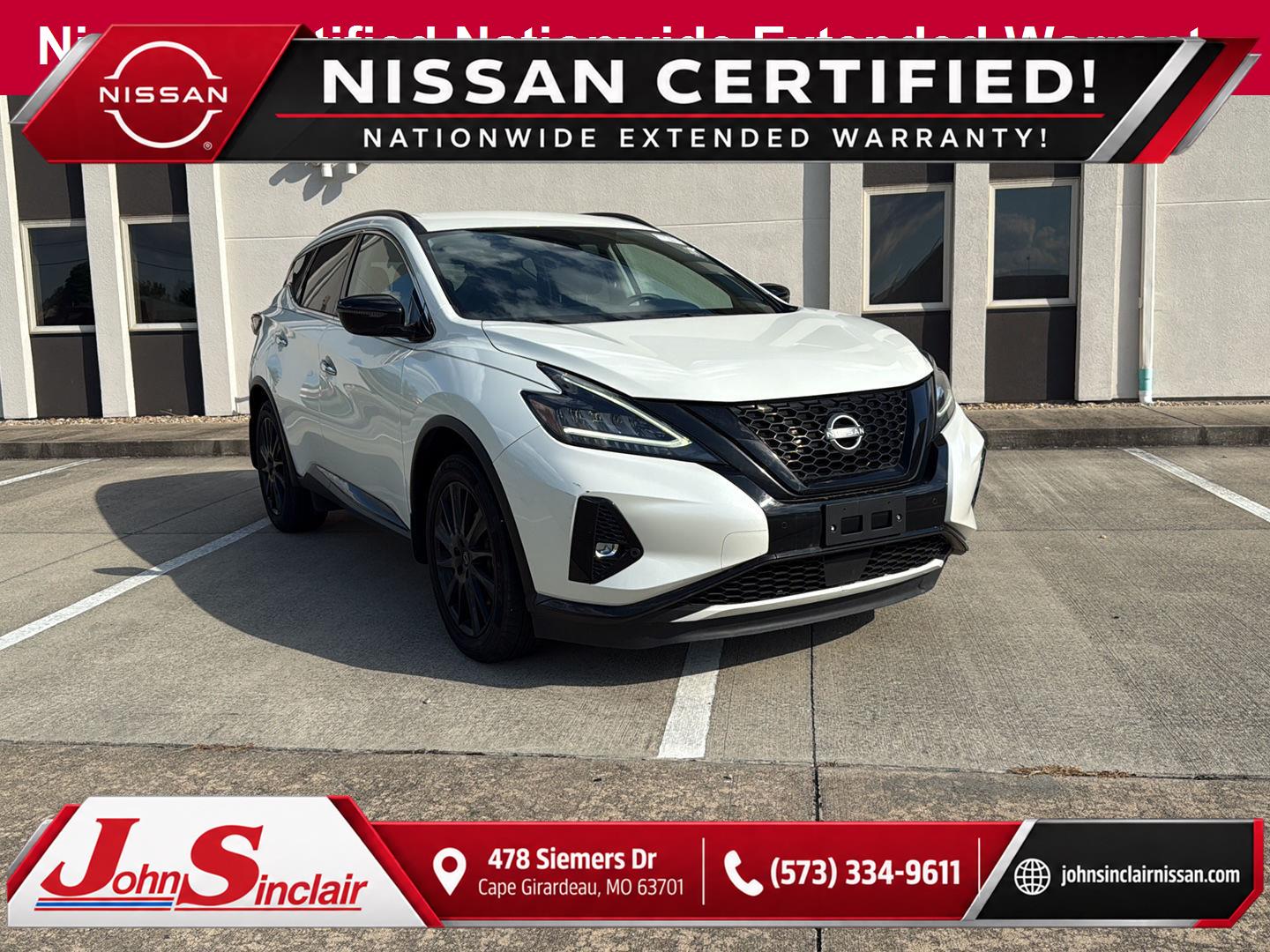 Pearl White Tricoat 2023 Nissan Murano SUV / Crossover Front-Wheel Drive Continuously Variable Transmission