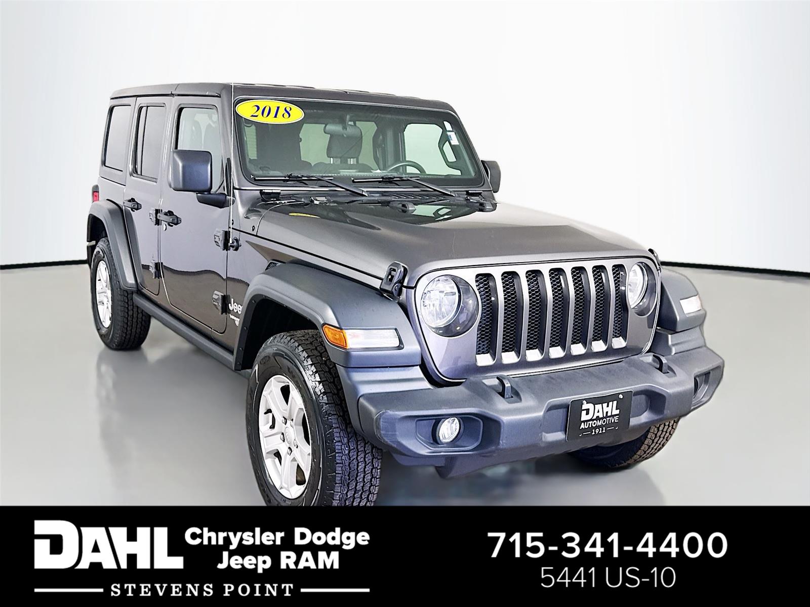 Gray (Granite Crystal Metallic Clearcoat) 2018 Jeep Wrangler Unlimited Sport S 4WD SUV / Crossover Four-Wheel Drive 6-Speed Manual