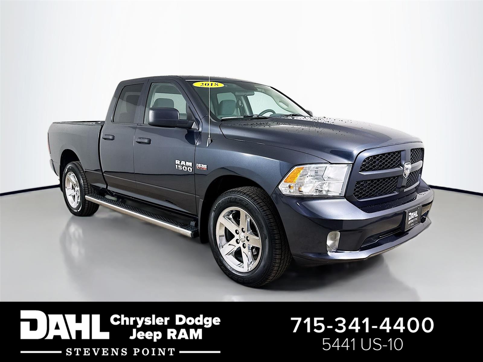 Gray (Maximum Steel Metallic Clearcoat) 2018 RAM 1500 Express Quad Cab 4WD Pickup Truck Four-Wheel Drive 8-Speed Automatic