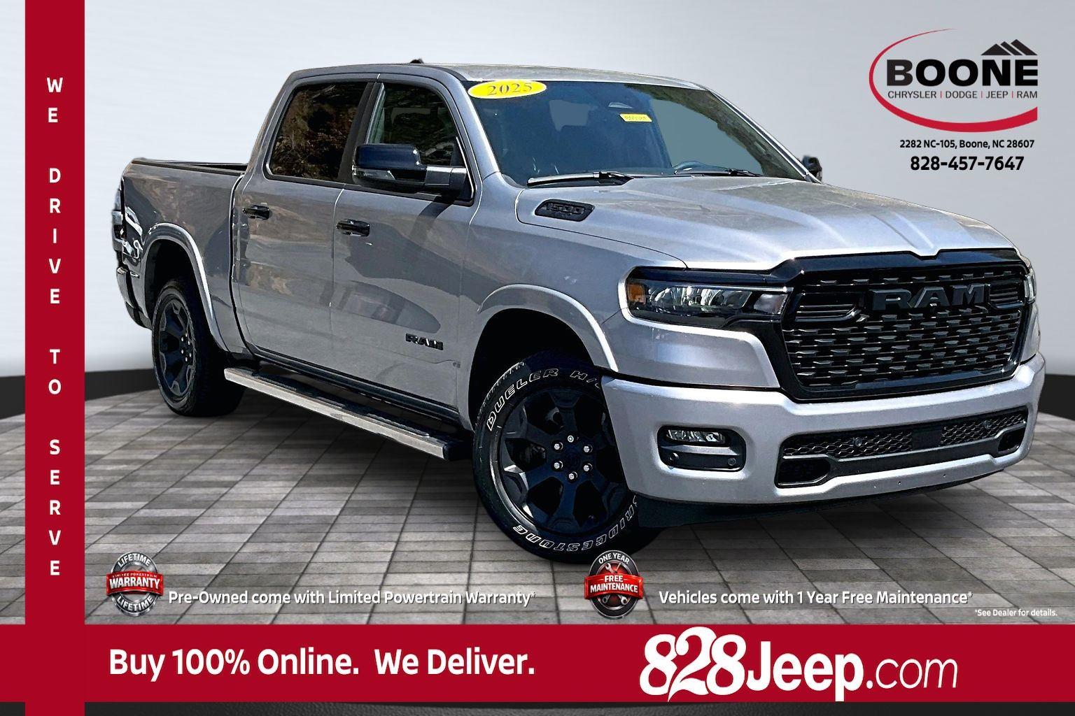 Diamond Black Crystal Pearlcoat 2025 RAM 1500 Big Horn Crew Cab 4WD Pickup Truck Four-Wheel Drive 8-Speed Automatic