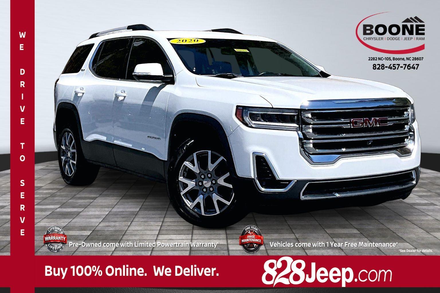 Summit White 2020 GMC Acadia SLT AWD SUV / Crossover Four-Wheel Drive 9-Speed Automatic