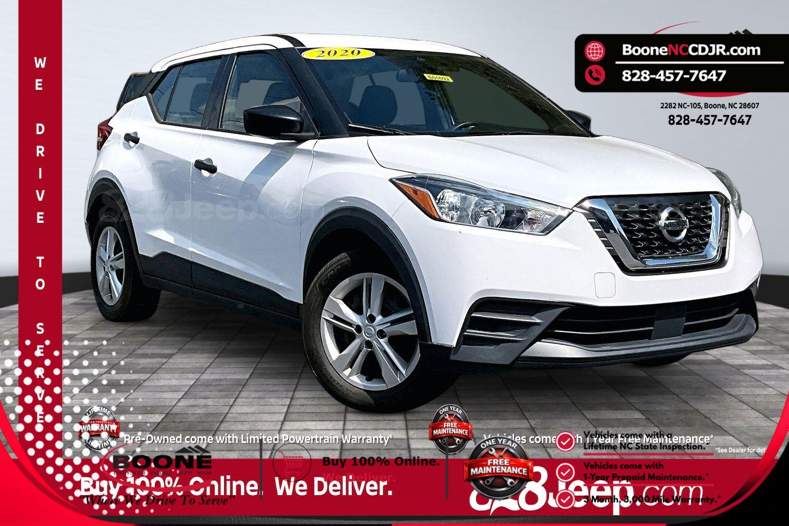 White (Fresh Powder) 2020 Nissan Kicks S FWD SUV / Crossover Front-Wheel Drive Continuously Variable Transmission