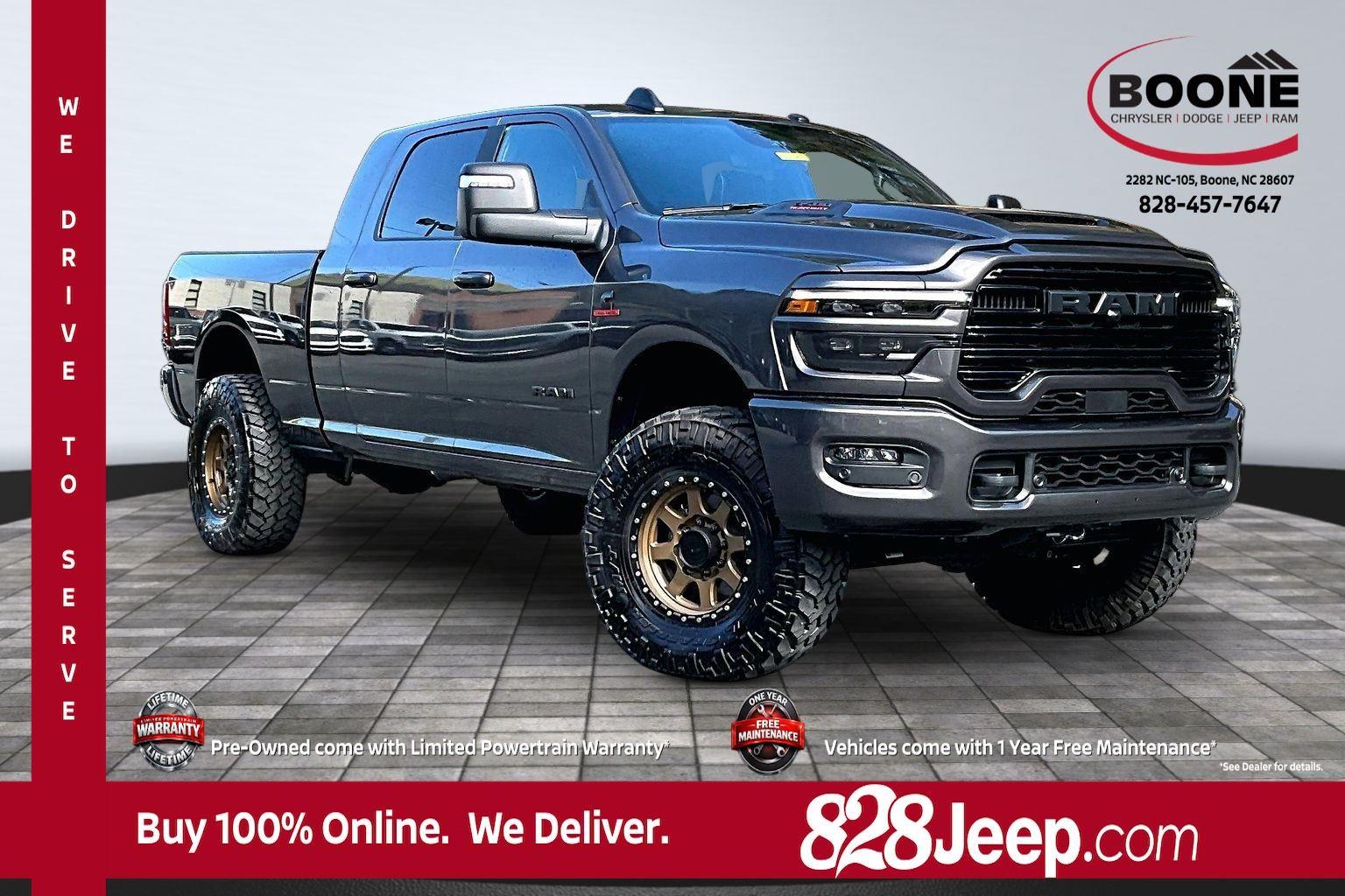 Gray (Granite Crystal Metallic Clearcoat) 2025 RAM 3500 Laramie Mega Cab 4WD Pickup Truck Four-Wheel Drive 8-Speed Automatic