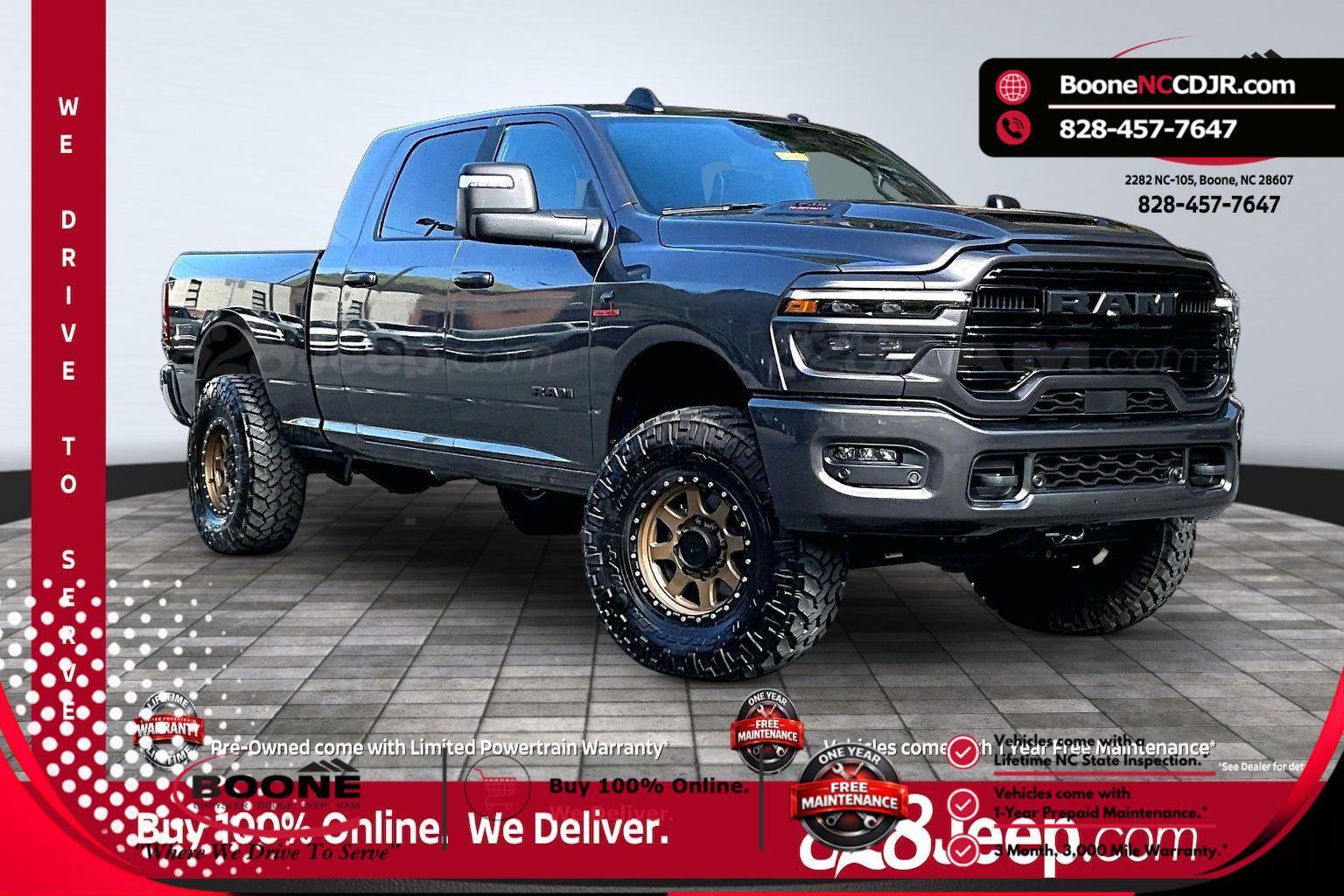 Gray (Granite Crystal Metallic Clearcoat) 2025 RAM 3500 Laramie Mega Cab 4WD Pickup Truck Four-Wheel Drive 8-Speed Automatic