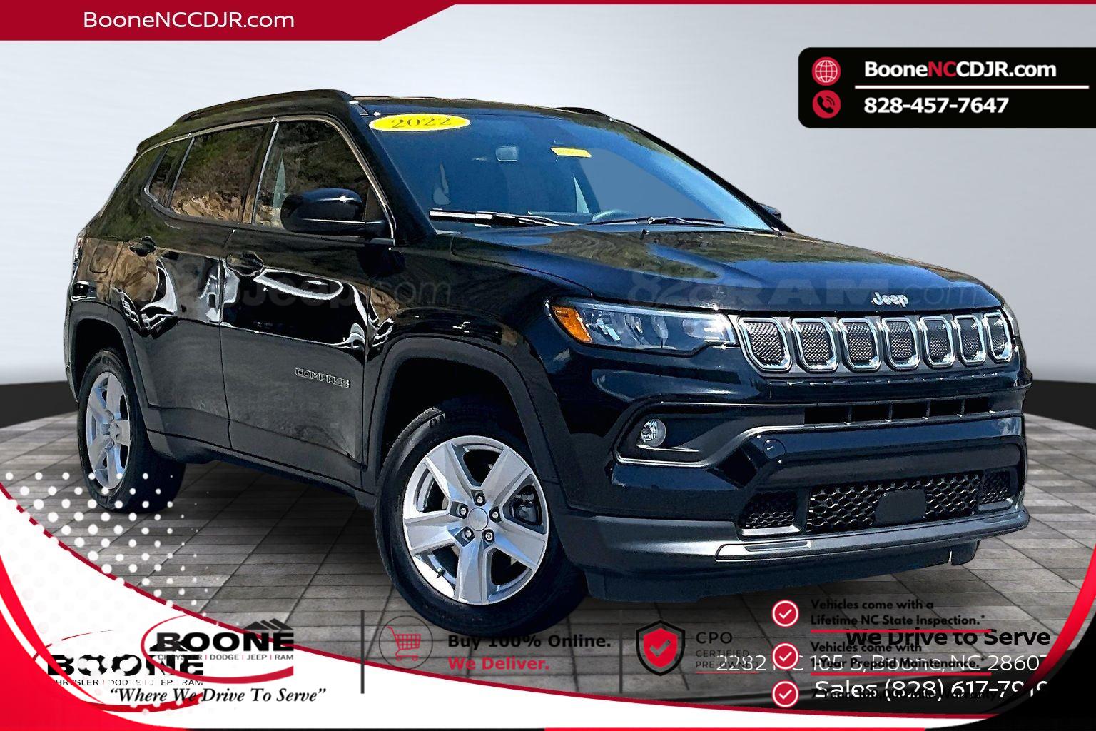 Diamond Black Crystal Pearlcoat 2022 Jeep Compass Latitude 4WD SUV / Crossover Four-Wheel Drive 9-Speed Automatic