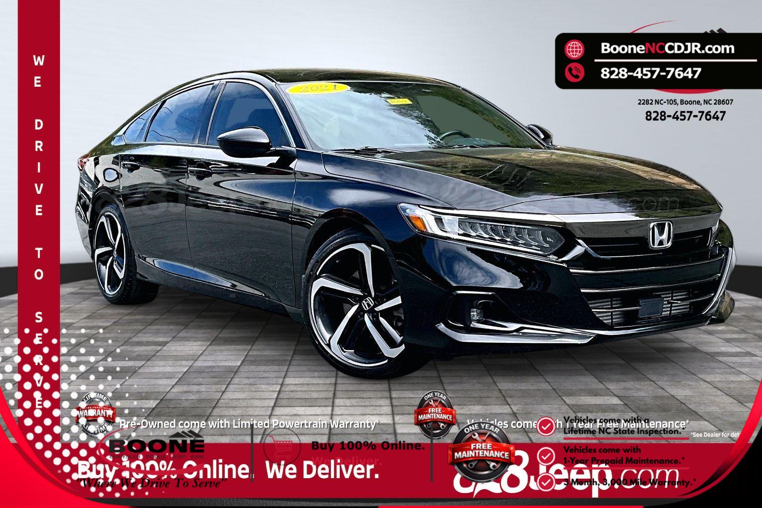 Crystal Black Pearl 2021 Honda Accord Sport FWD Sedan Front-Wheel Drive Continuously Variable Transmission