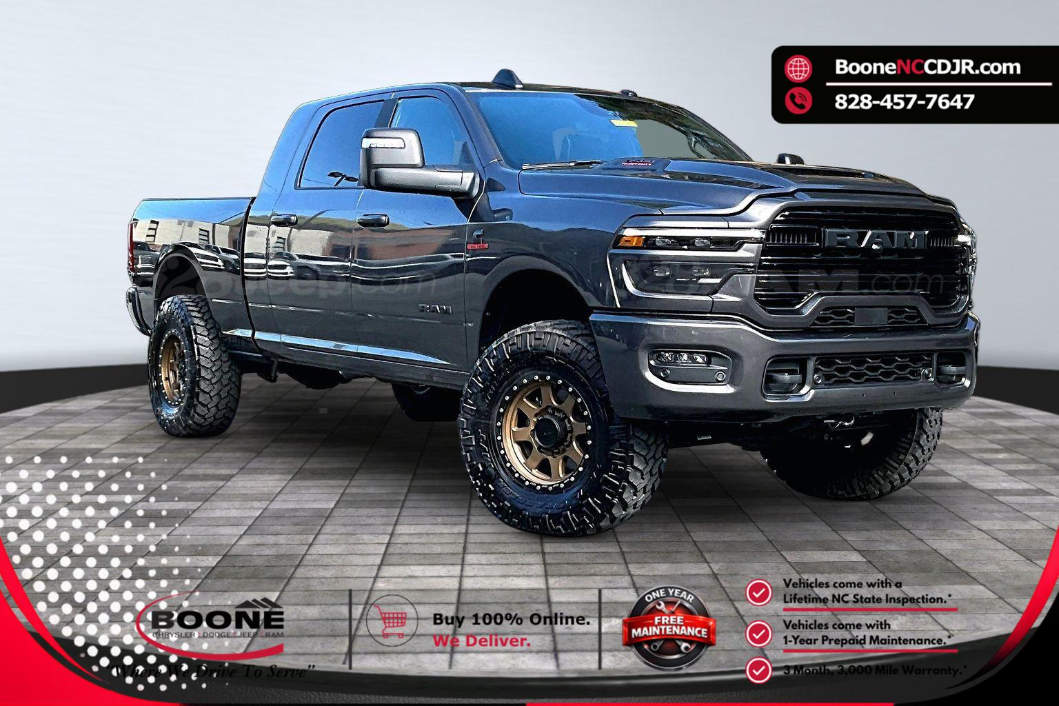 Gray (Granite Crystal Metallic Clearcoat) 2025 RAM 3500 Laramie Mega Cab 4WD Pickup Truck Four-Wheel Drive 8-Speed Automatic