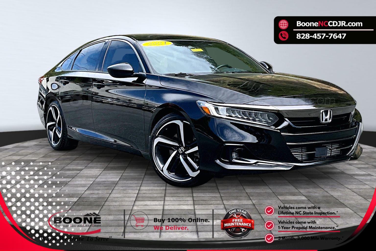 Crystal Black Pearl 2021 Honda Accord Sport FWD Sedan Front-Wheel Drive Continuously Variable Transmission