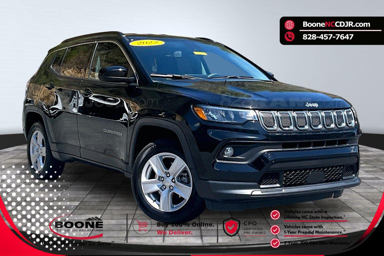 Diamond Black Crystal Pearlcoat 2022 Jeep Compass Latitude 4WD SUV / Crossover Four-Wheel Drive 9-Speed Automatic