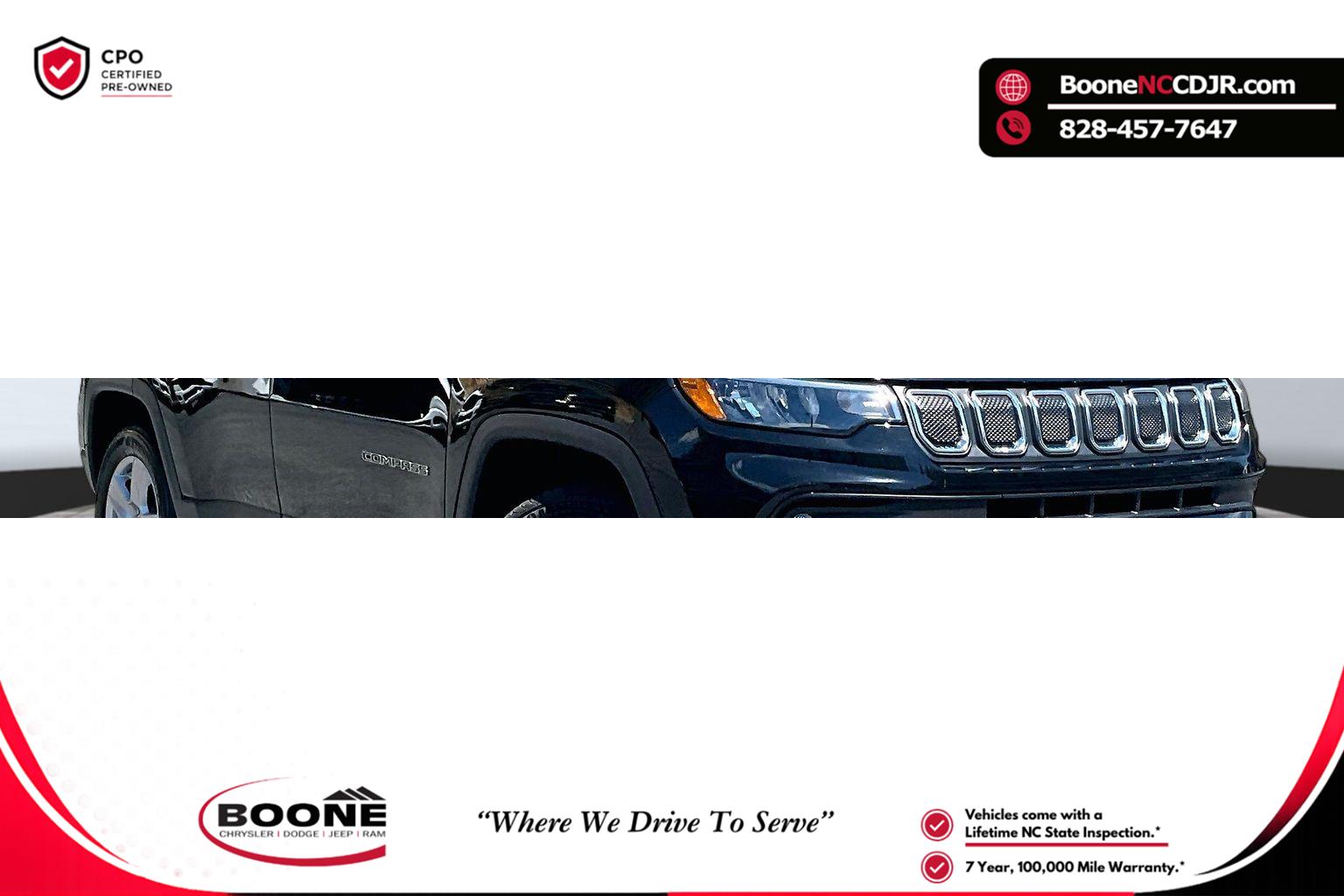 Diamond Black Crystal Pearlcoat 2022 Jeep Compass SUV / Crossover Four-Wheel Drive 9-Speed Automatic