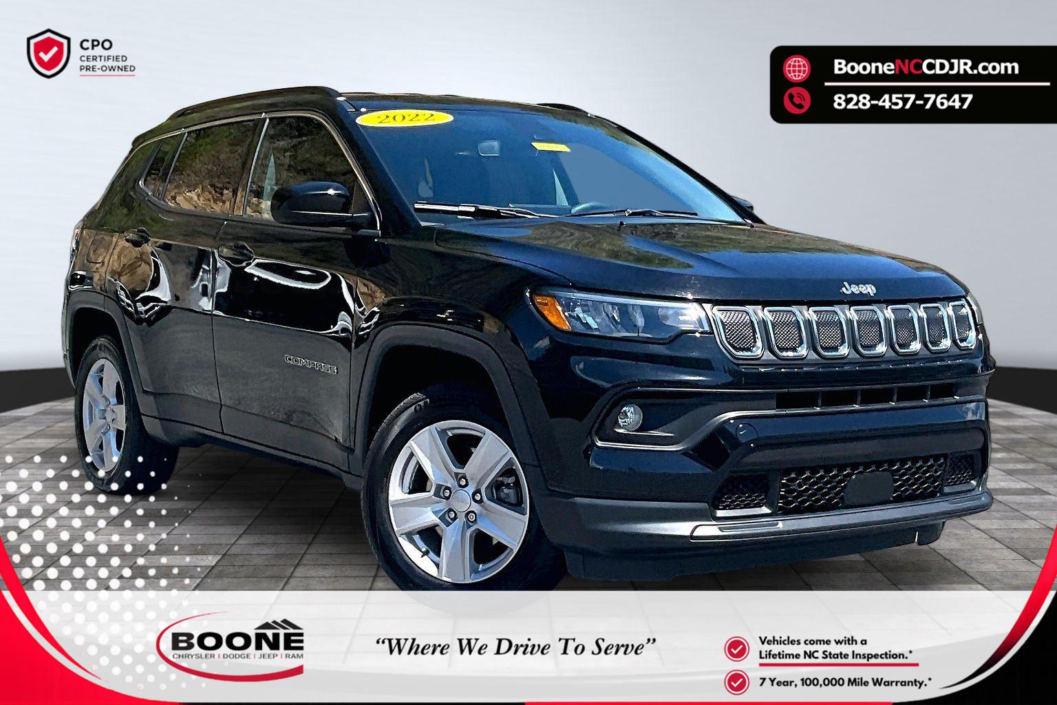 Diamond Black Crystal Pearlcoat 2022 Jeep Compass SUV / Crossover Four-Wheel Drive 9-Speed Automatic