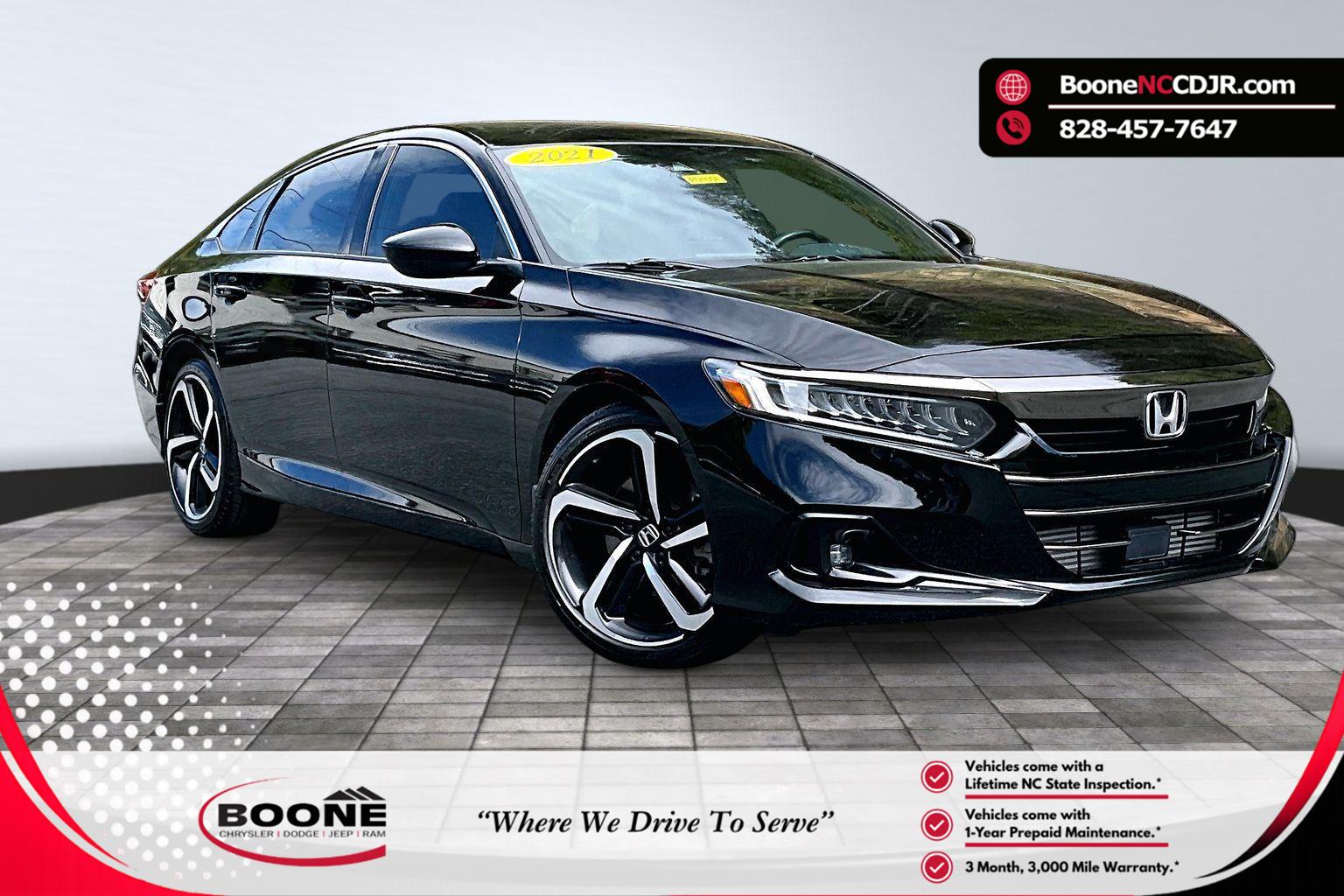 Crystal Black Pearl 2021 Honda Accord Sport FWD Sedan Front-Wheel Drive Continuously Variable Transmission