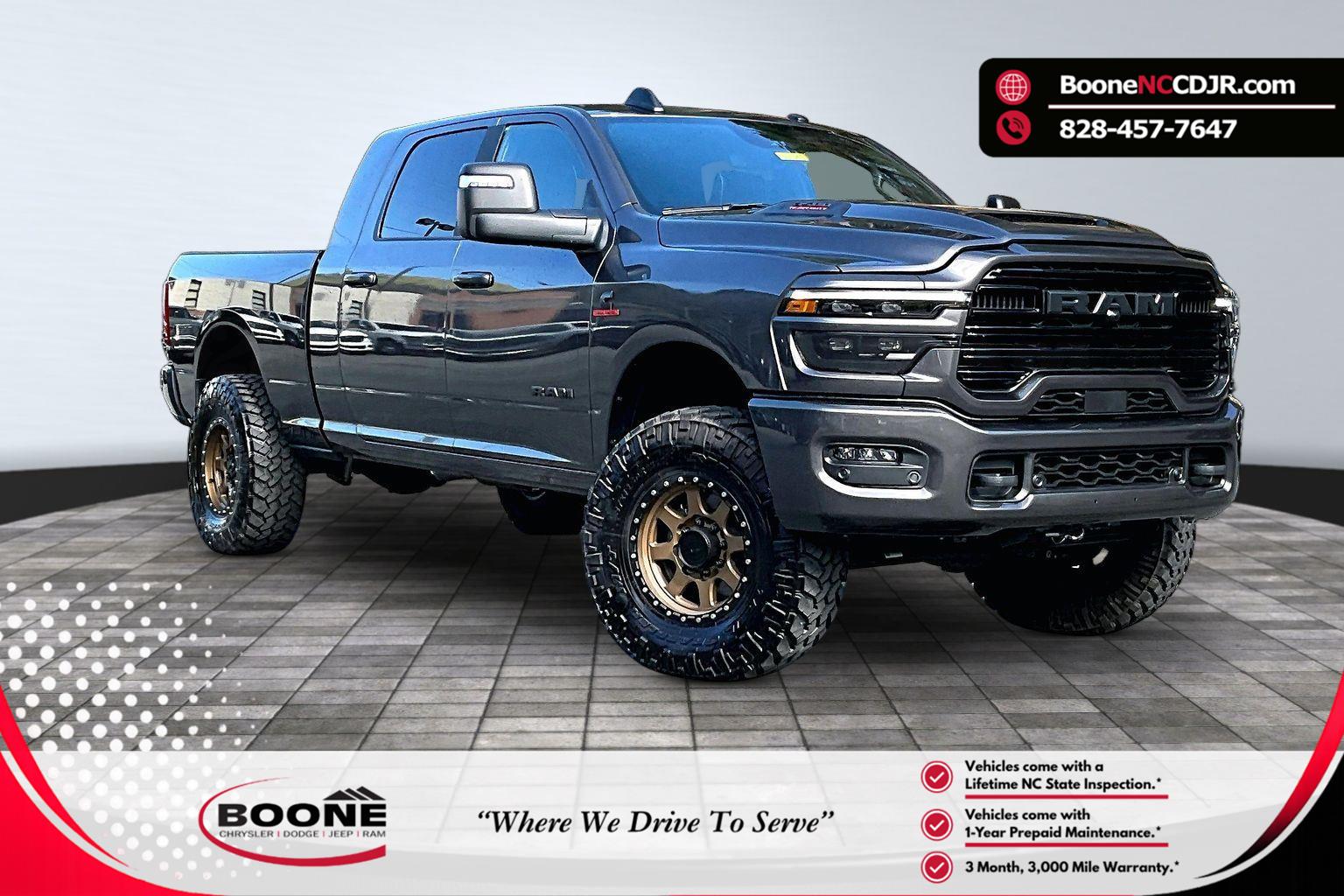 Gray (Granite Crystal Metallic Clearcoat) 2025 RAM 3500 Laramie Mega Cab 4WD Pickup Truck Four-Wheel Drive 8-Speed Automatic