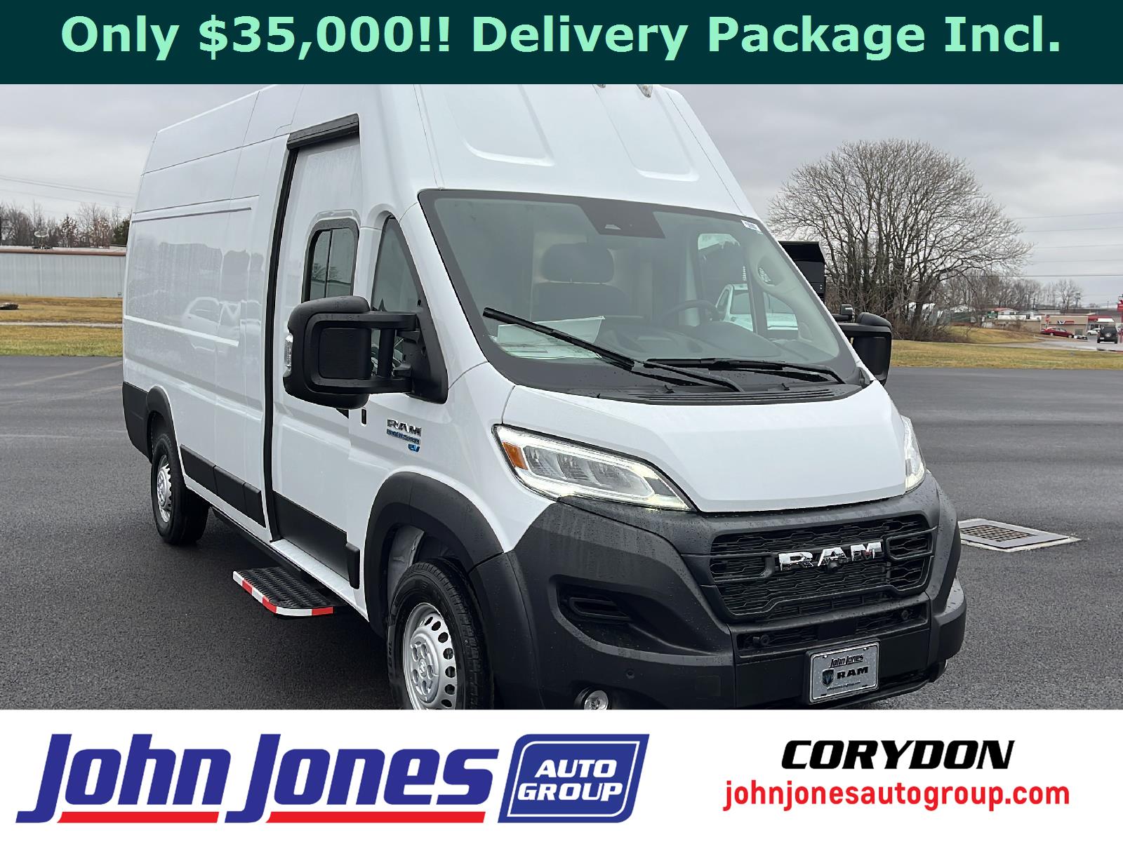 Bright White Clearcoat 2024 RAM ProMaster EV Delivery 159 Super High Roof Step Van FWD Van Front-Wheel Drive 1-Speed Automatic