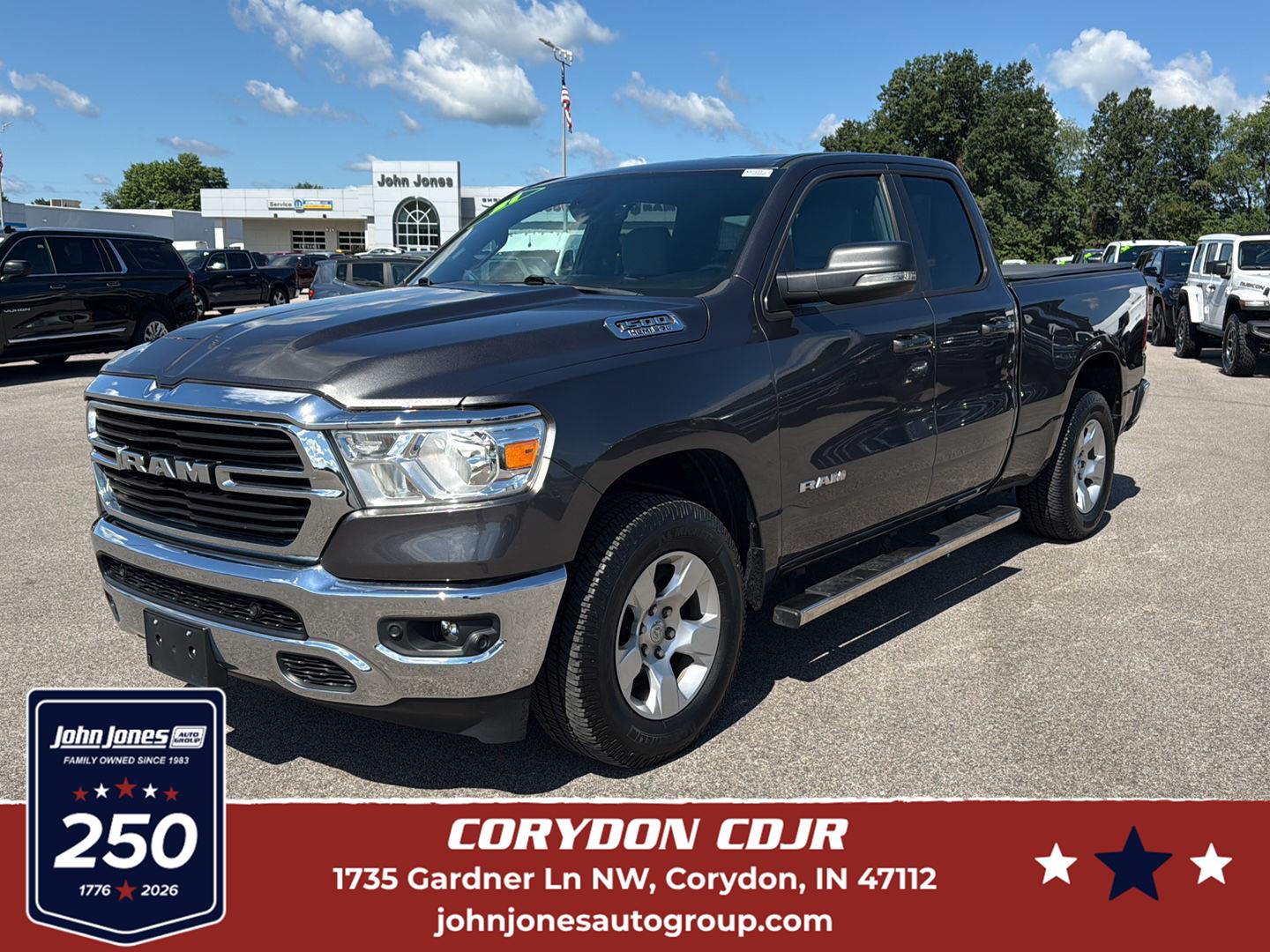 Gray (Granite Crystal Metallic Clearcoat) 2021 RAM 1500 Pickup Truck Four-Wheel Drive 8-Speed Automatic