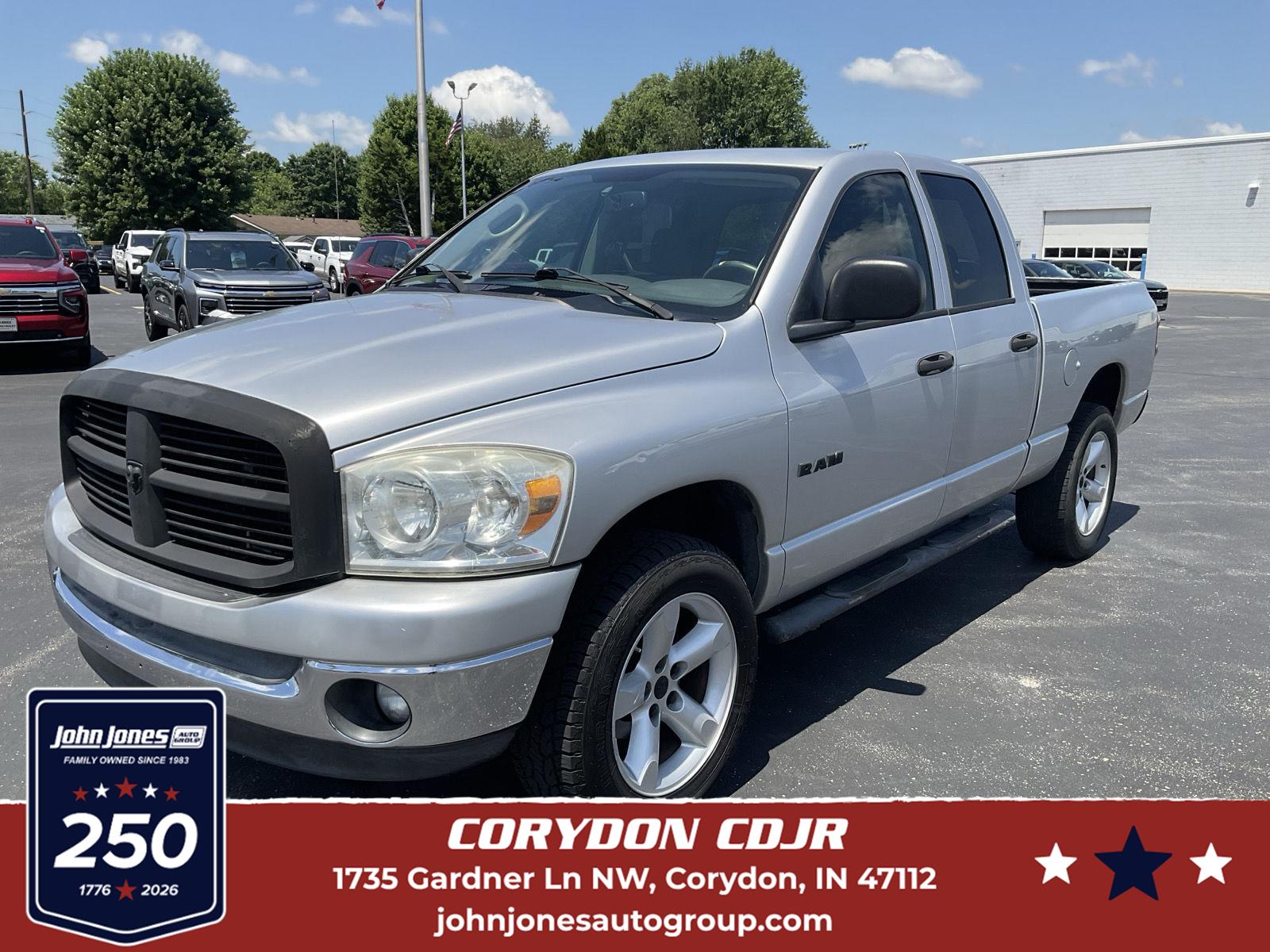 Bright Silver Metallic 2008 Dodge RAM 1500 Pickup Truck Four-Wheel Drive 5-Speed Automatic