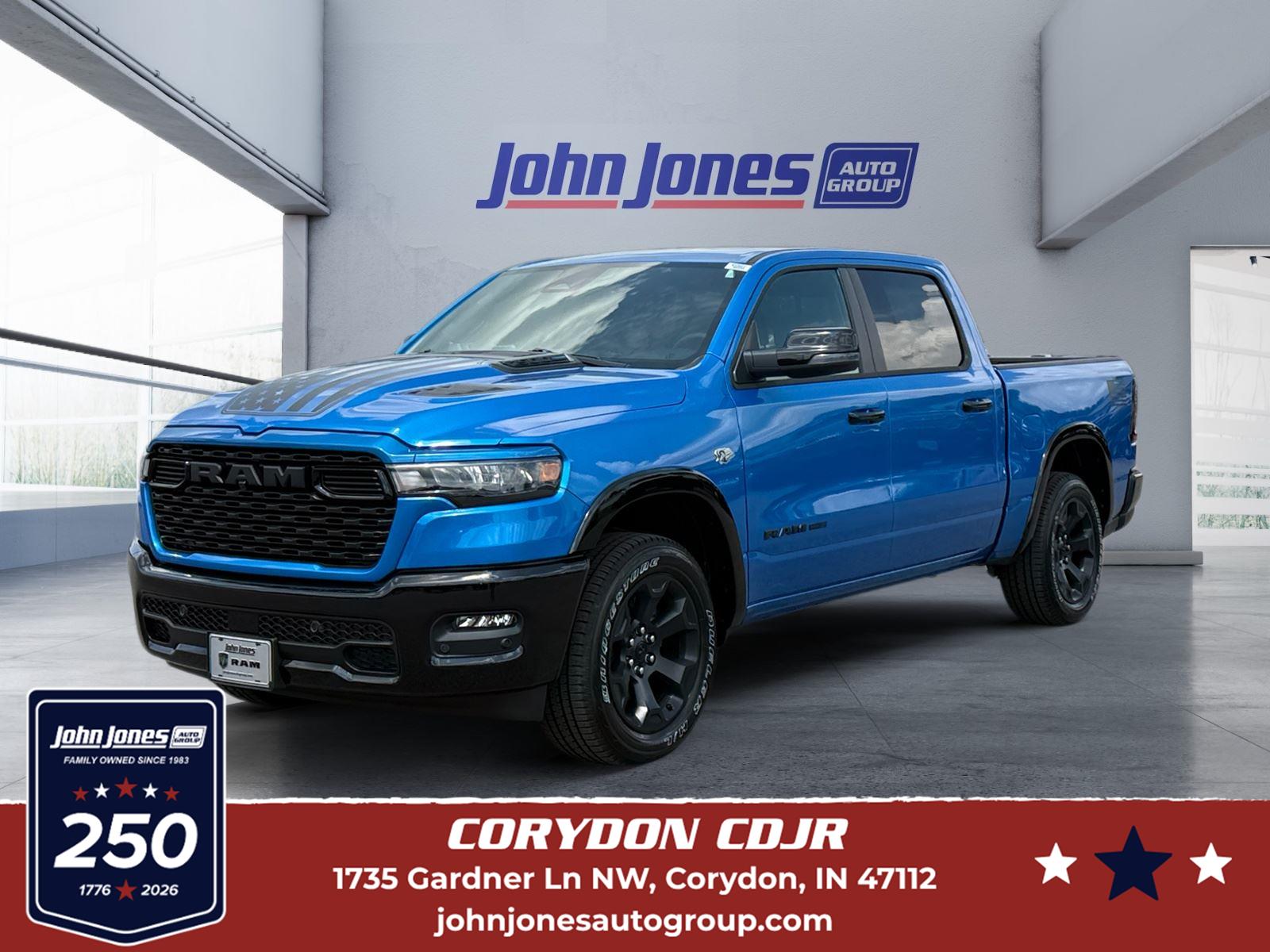 Hydro Blue Pearlcoat 2026 RAM 1500 Pickup Truck Four-Wheel Drive 8-Speed Automatic
