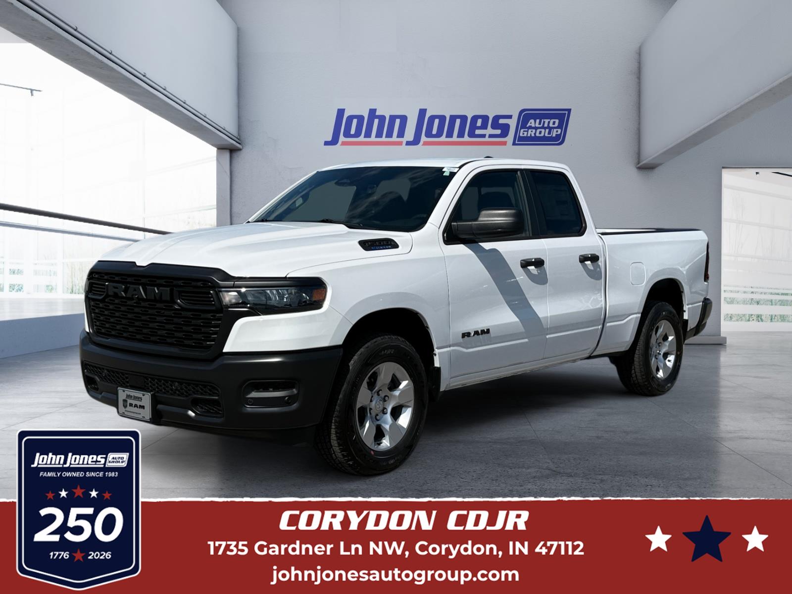 Bright White Clearcoat 2026 RAM 1500 Pickup Truck Four-Wheel Drive 8-Speed Automatic
