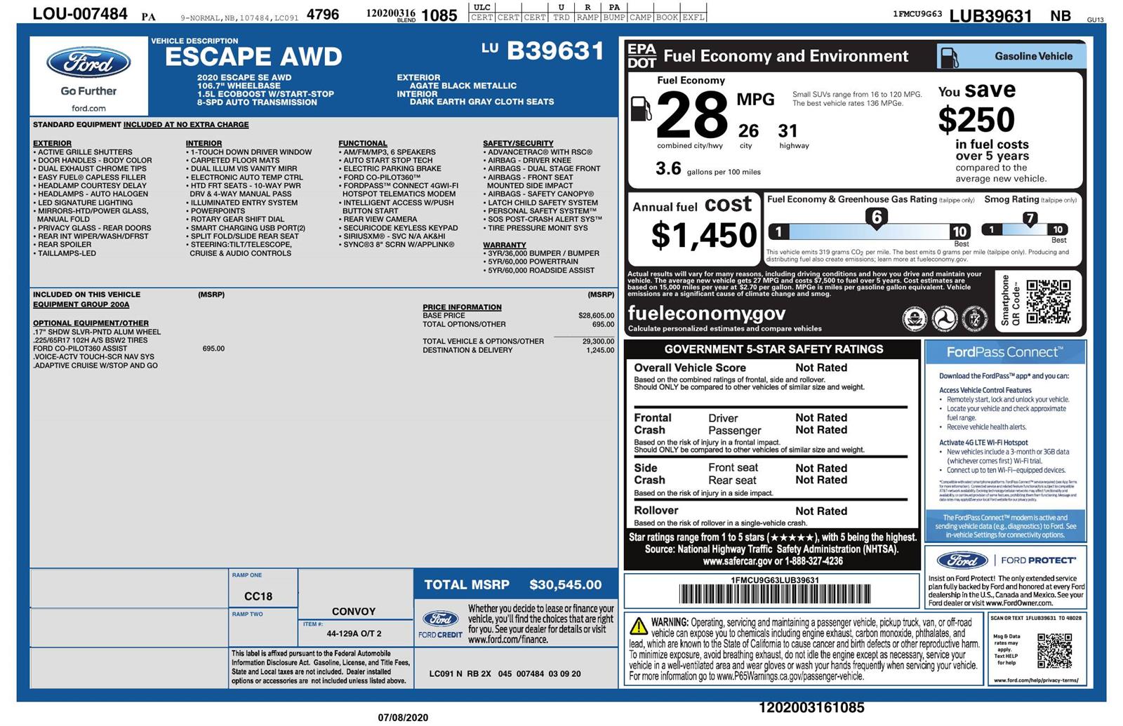 2020 Ford Escape SE at Humes CDJR
