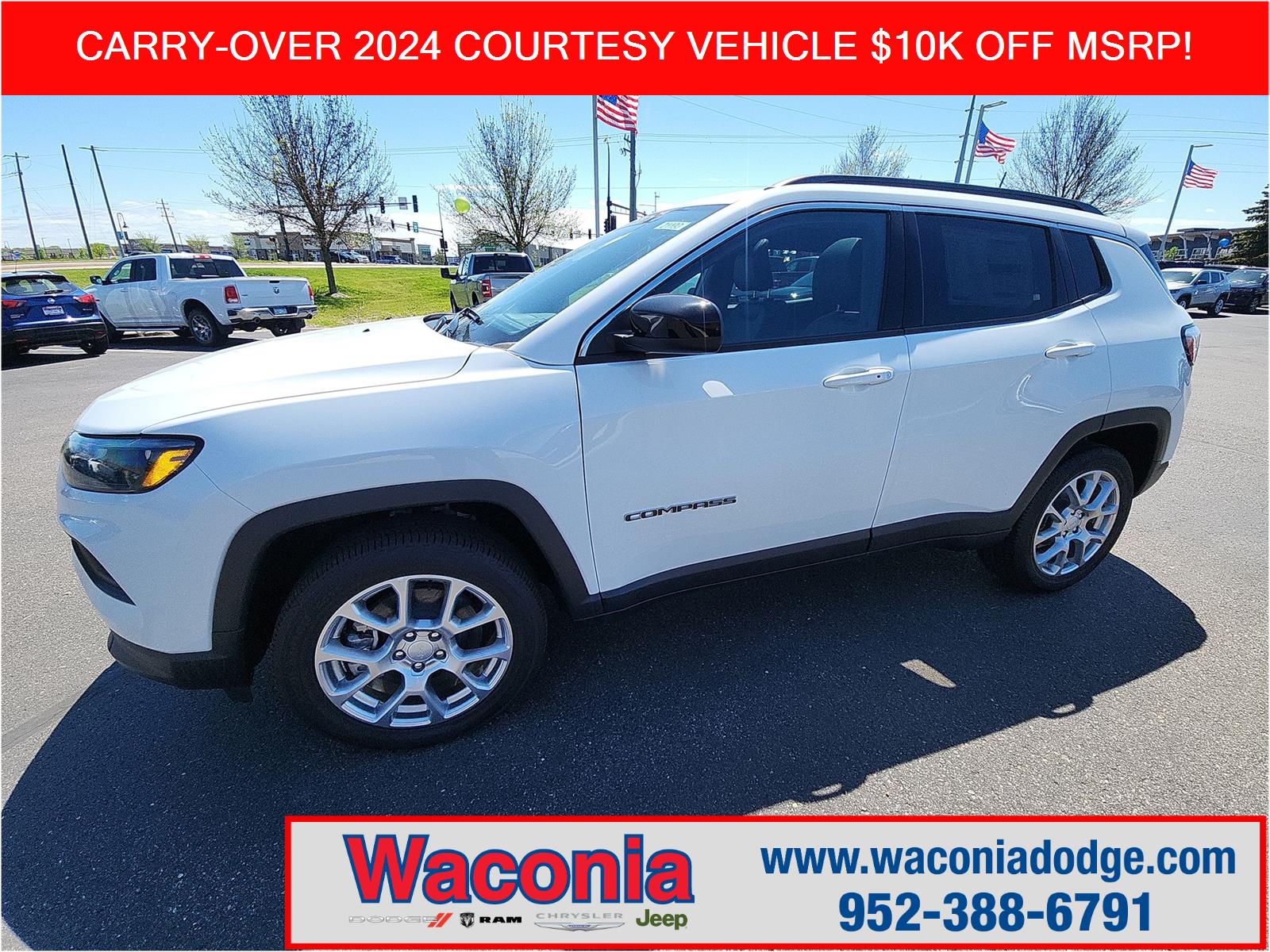 Bright White Clearcoat 2024 Jeep Compass SUV / Crossover Four-Wheel Drive Automatic