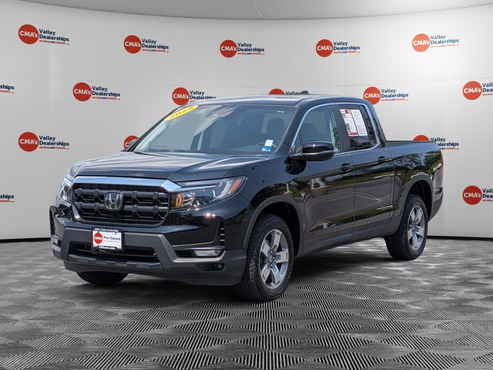 Crystal Black Pearl 2025 Honda Ridgeline Pickup Truck All-Wheel Drive 9-Speed Automatic