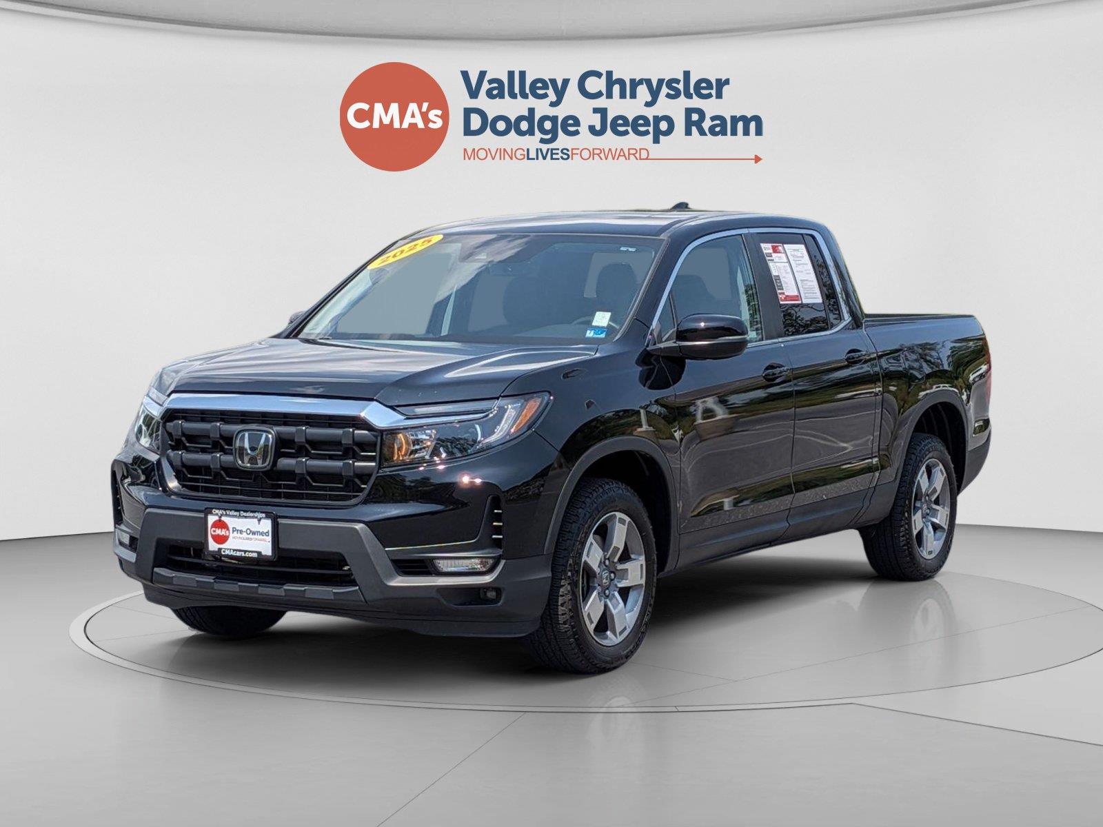 Crystal Black Pearl 2025 Honda Ridgeline Pickup Truck All-Wheel Drive 9-Speed Automatic