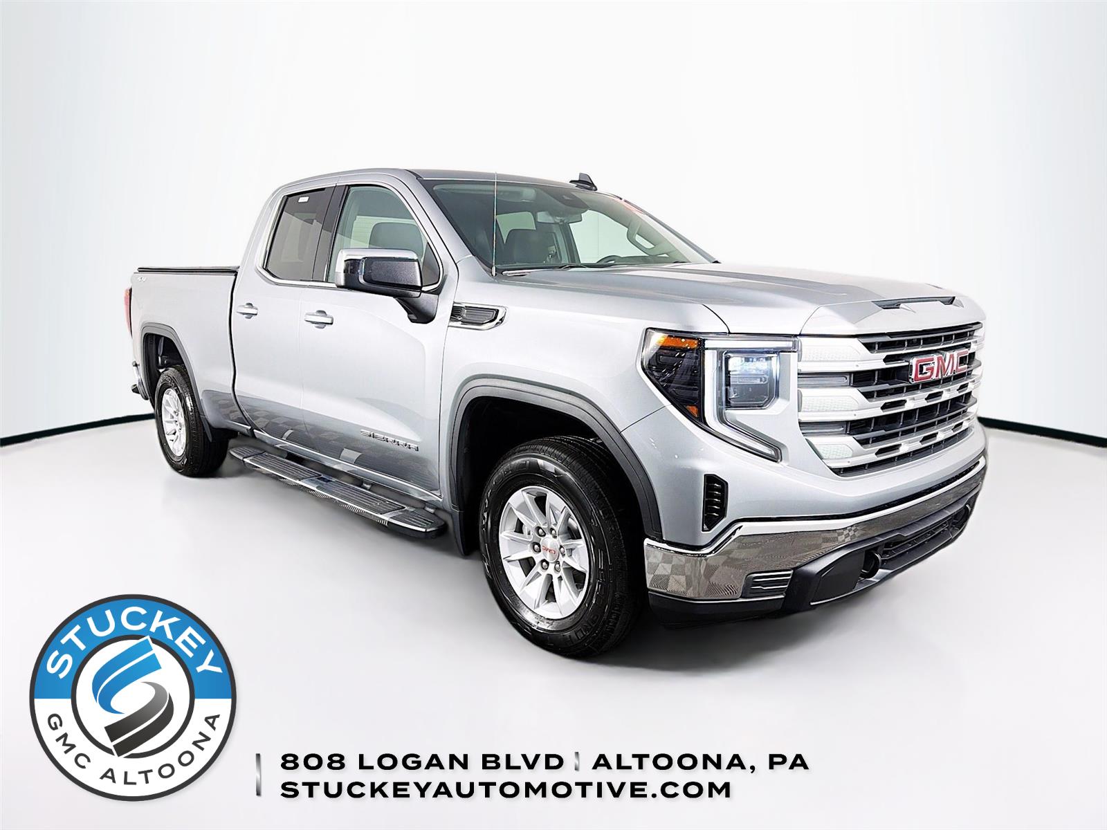 Sterling Metallic 2023 GMC Sierra 1500 SLE Double Cab 4WD Pickup Truck Four-Wheel Drive 8-Speed Automatic