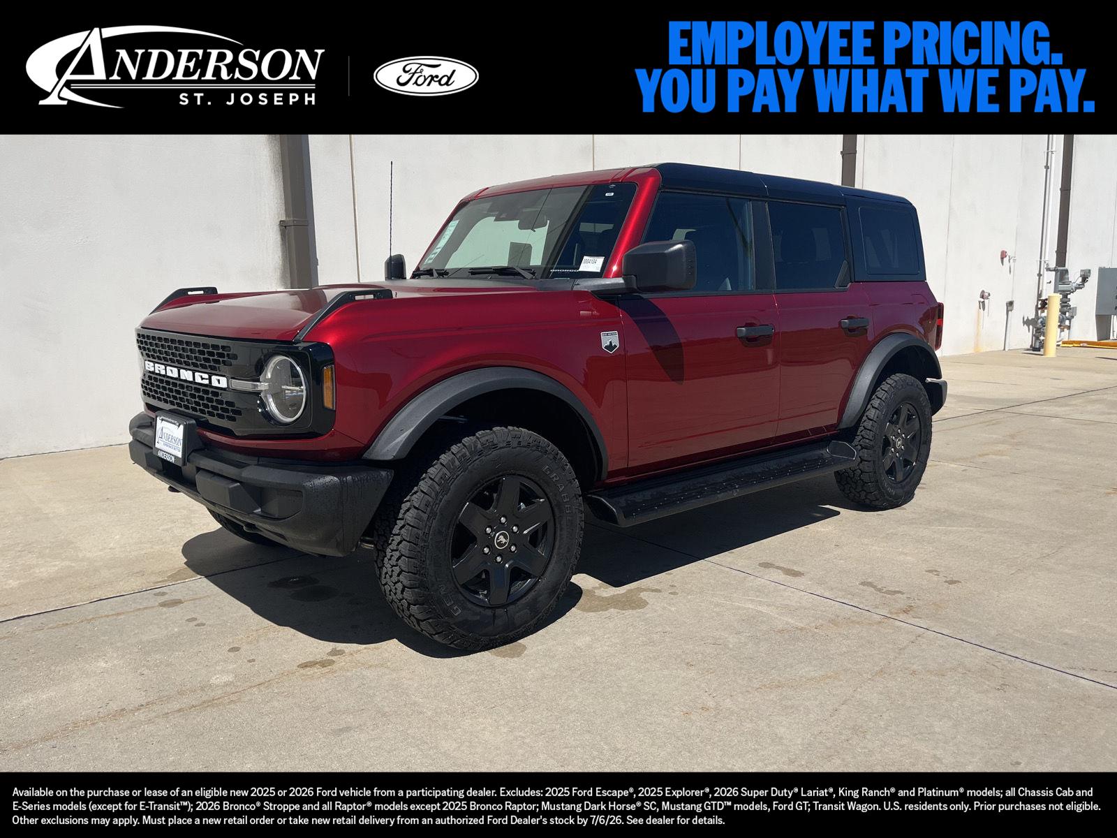 Ruby Red Metallic Tinted Clearcoat 2025 Ford Bronco SUV / Crossover Four-Wheel Drive 7-Speed Manual