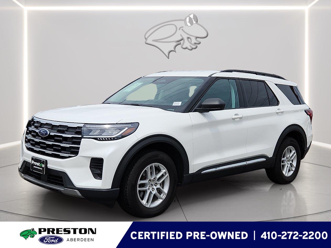 Star White Metallic Tri-Coat 2025 Ford Explorer SUV / Crossover All-Wheel Drive Automatic