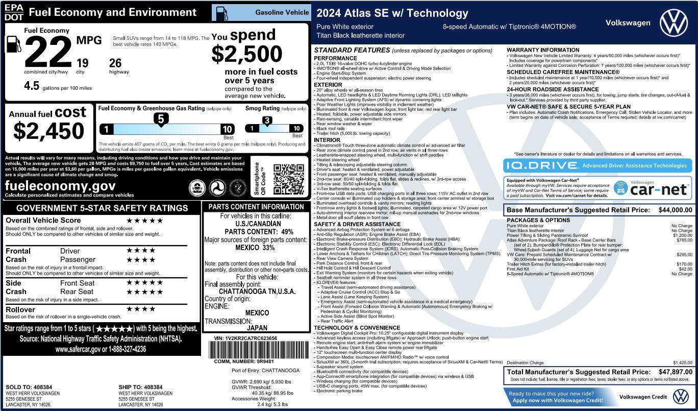 Certified Used 2024 Pure White Volkswagen 2.0T SE w/Technology image 2