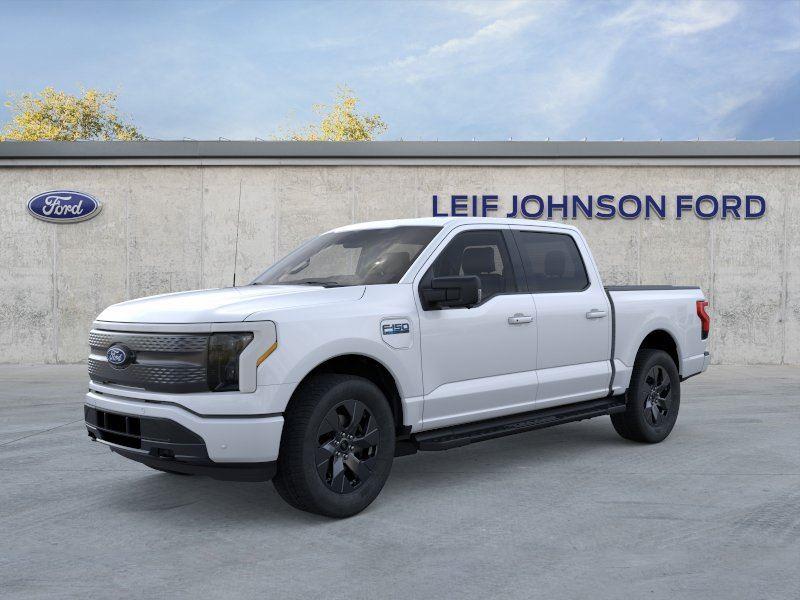 Space White 2025 Ford F-150 Lightning Flash SuperCrew AWD Pickup Truck All-Wheel Drive 1-Speed Dual Clutch