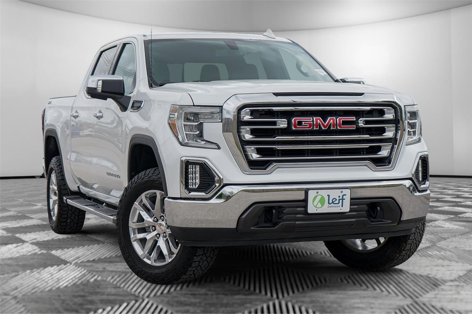 White Frost Tricoat 2019 GMC Sierra 1500 SLT Crew Cab 4WD Pickup Truck Four-Wheel Drive 8-Speed Automatic