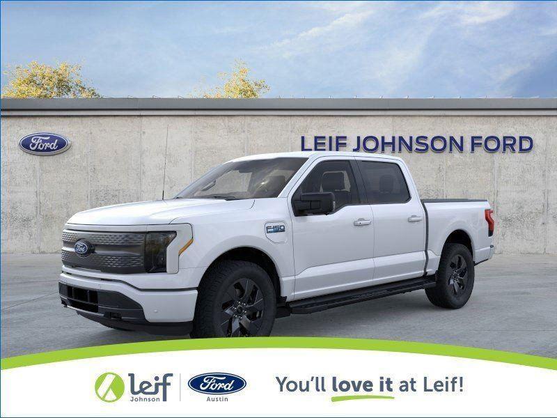 Space White 2025 Ford F-150 Lightning Flash SuperCrew AWD Pickup Truck All-Wheel Drive 1-Speed Dual Clutch
