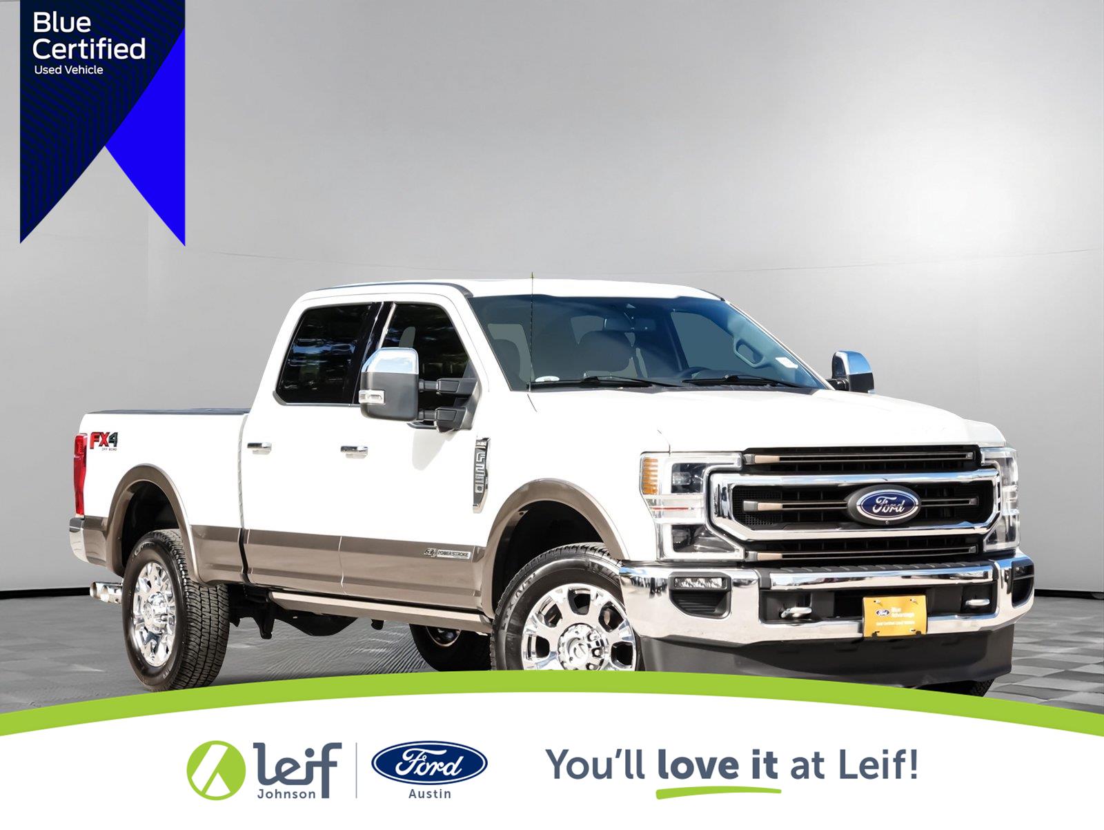 Star White Metallic Tri-Coat/Stone Gray 2021 Ford F-250 Super Duty Pickup Truck Four-Wheel Drive Automatic
