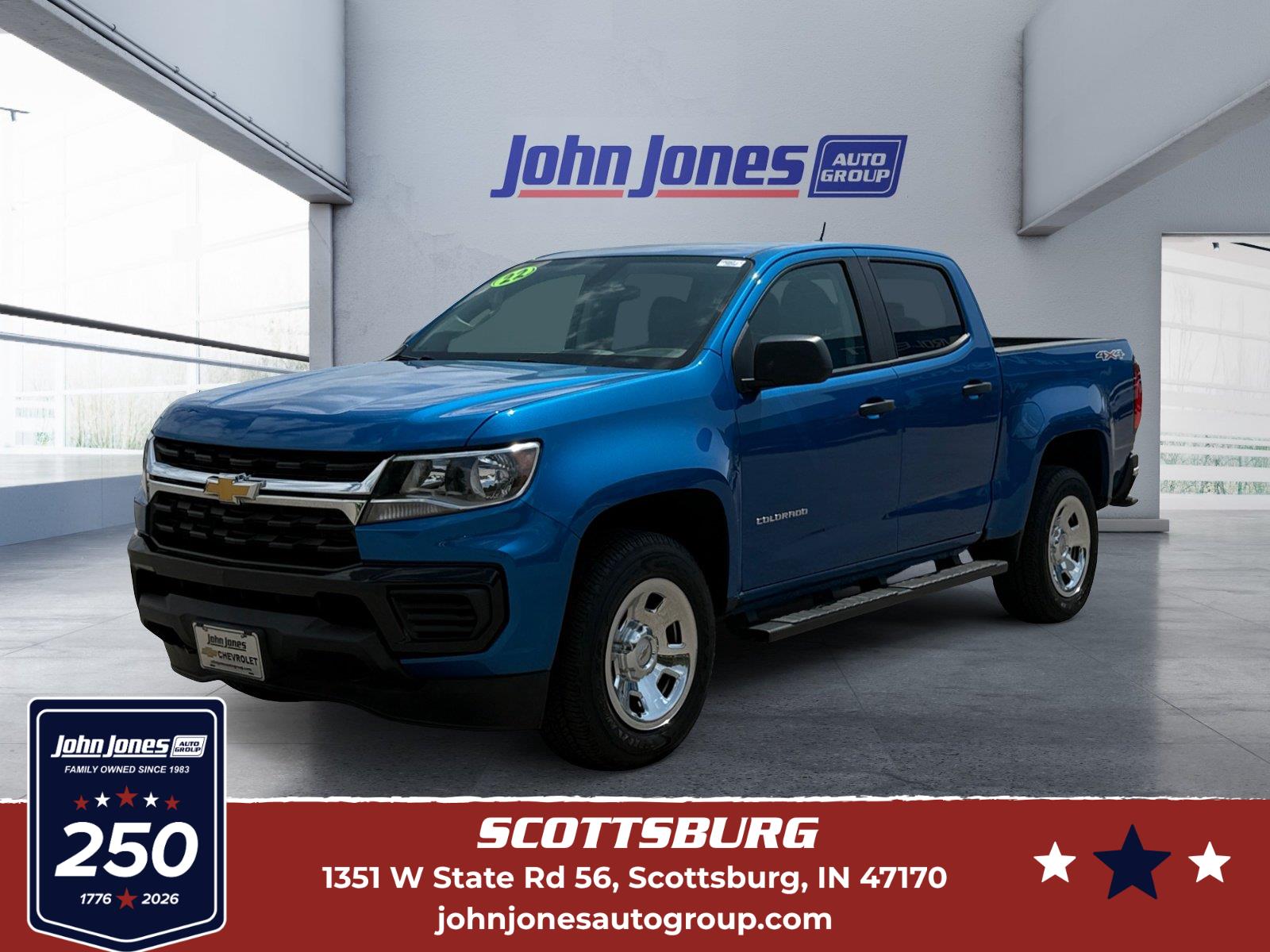 Bright Blue Metallic 2022 Chevrolet Colorado Pickup Truck Four-Wheel Drive 8-Speed Automatic