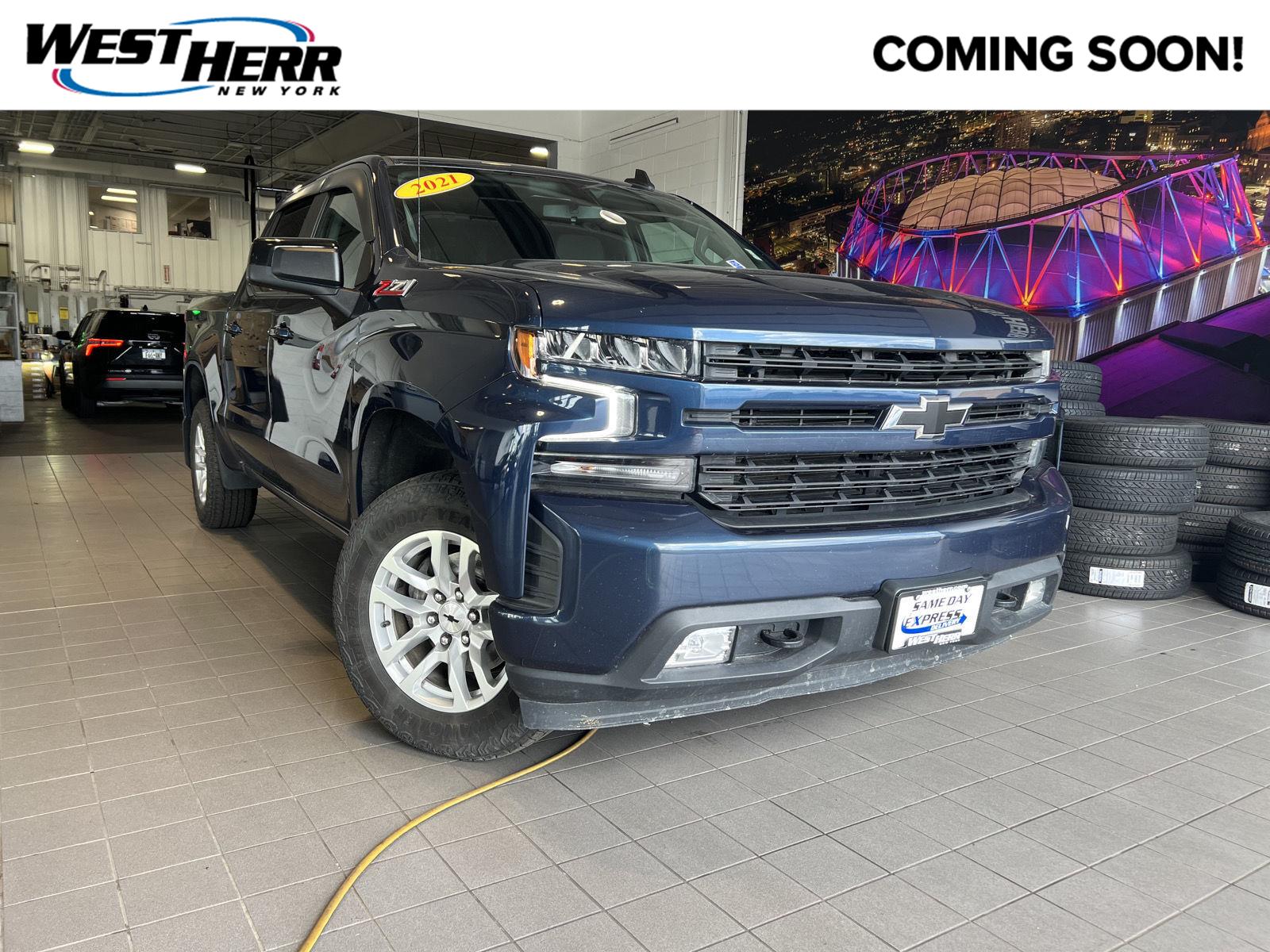 Northsky Blue Metallic 2021 Chevrolet Silverado 1500 Pickup Truck Four-Wheel Drive 8-Speed Automatic