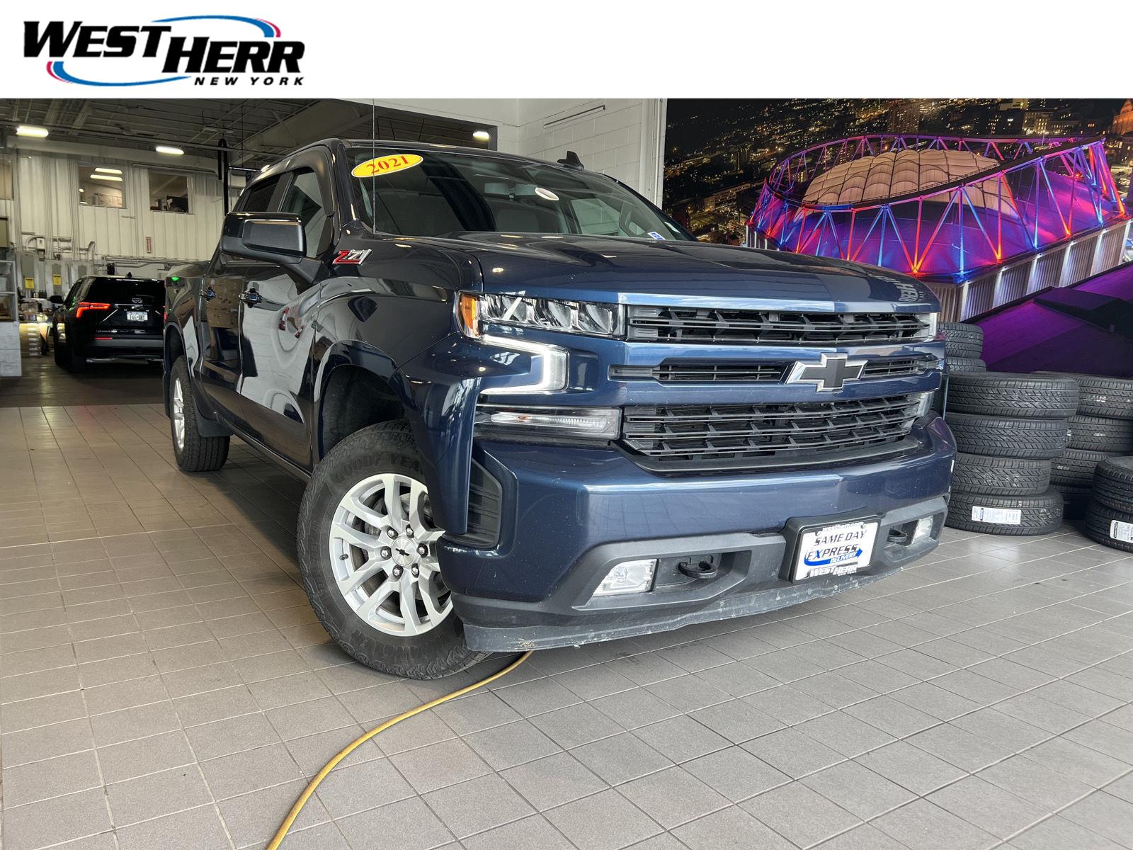 Northsky Blue Metallic 2021 Chevrolet Silverado 1500 Pickup Truck Four-Wheel Drive 8-Speed Automatic