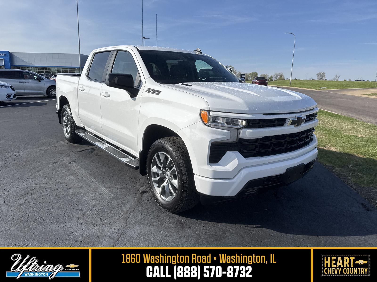 Summit White 2025 Chevrolet Silverado 1500 RST Crew Cab 4WD Pickup Truck Four-Wheel Drive 8-Speed Automatic