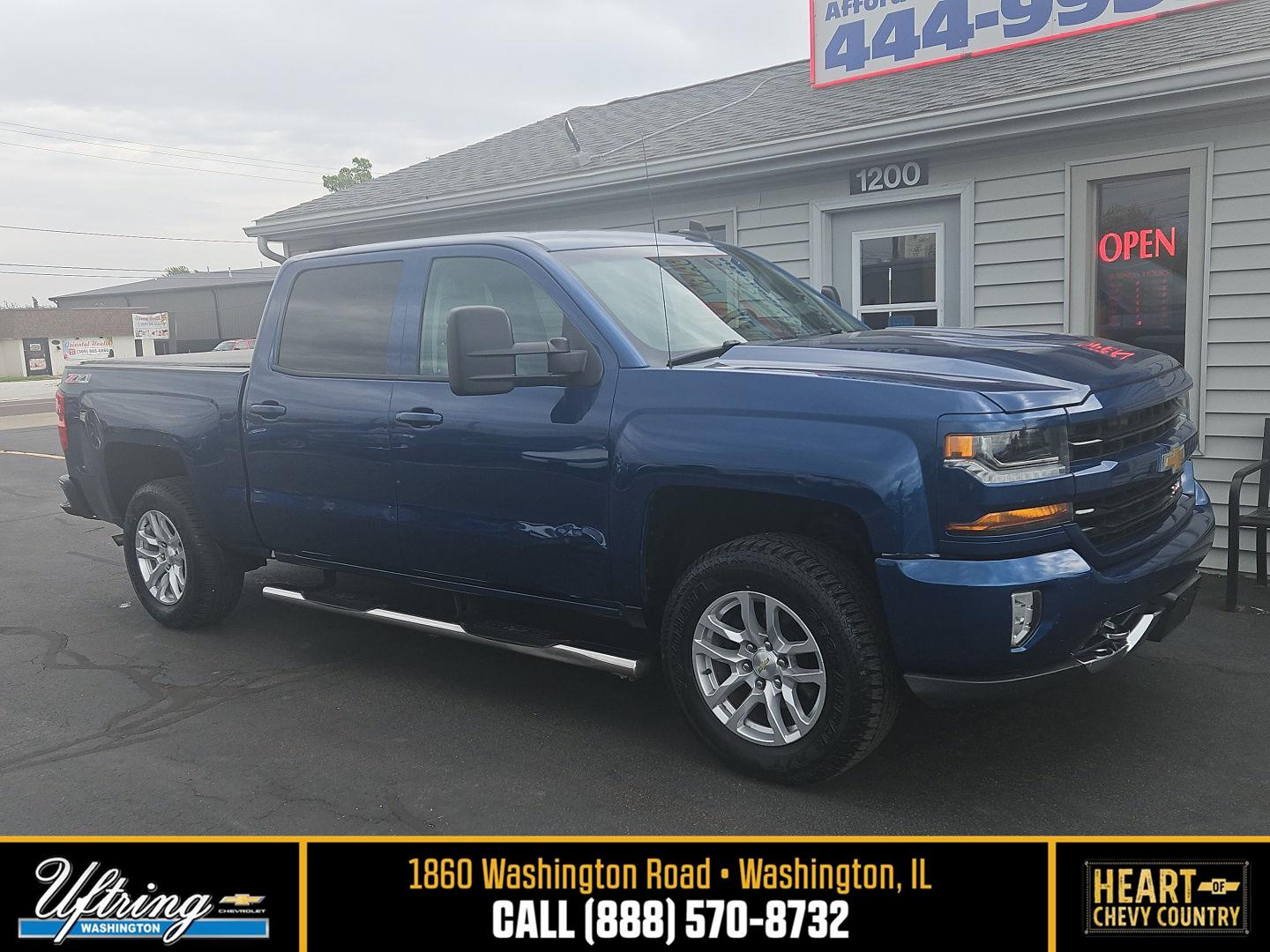 Deep Ocean Blue Metallic 2018 Chevrolet Silverado 1500 LT Crew Cab 4WD Pickup Truck Four-Wheel Drive 6-Speed Automatic