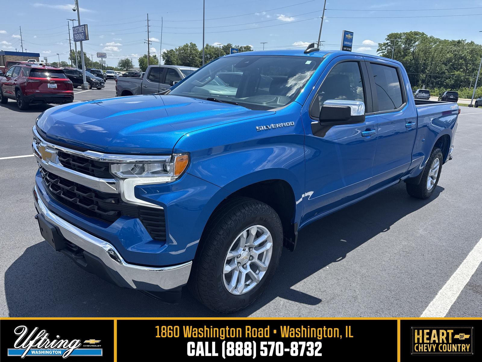 Glacier Blue Metallic 2022 Chevrolet Silverado 1500 Pickup Truck Four-Wheel Drive Automatic