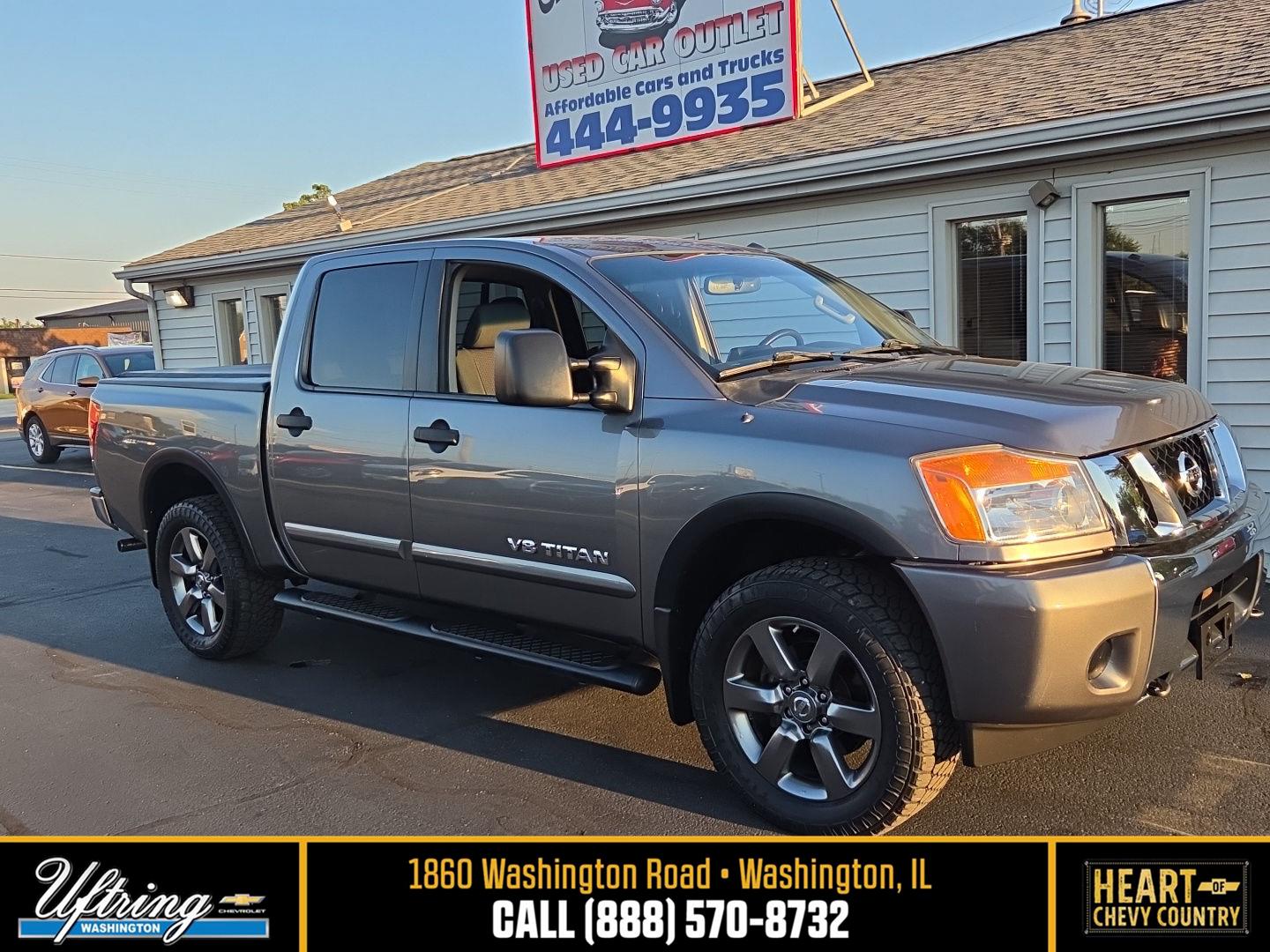Gray (Gun Metallic) 2015 Nissan Titan Pickup Truck Four-Wheel Drive Automatic