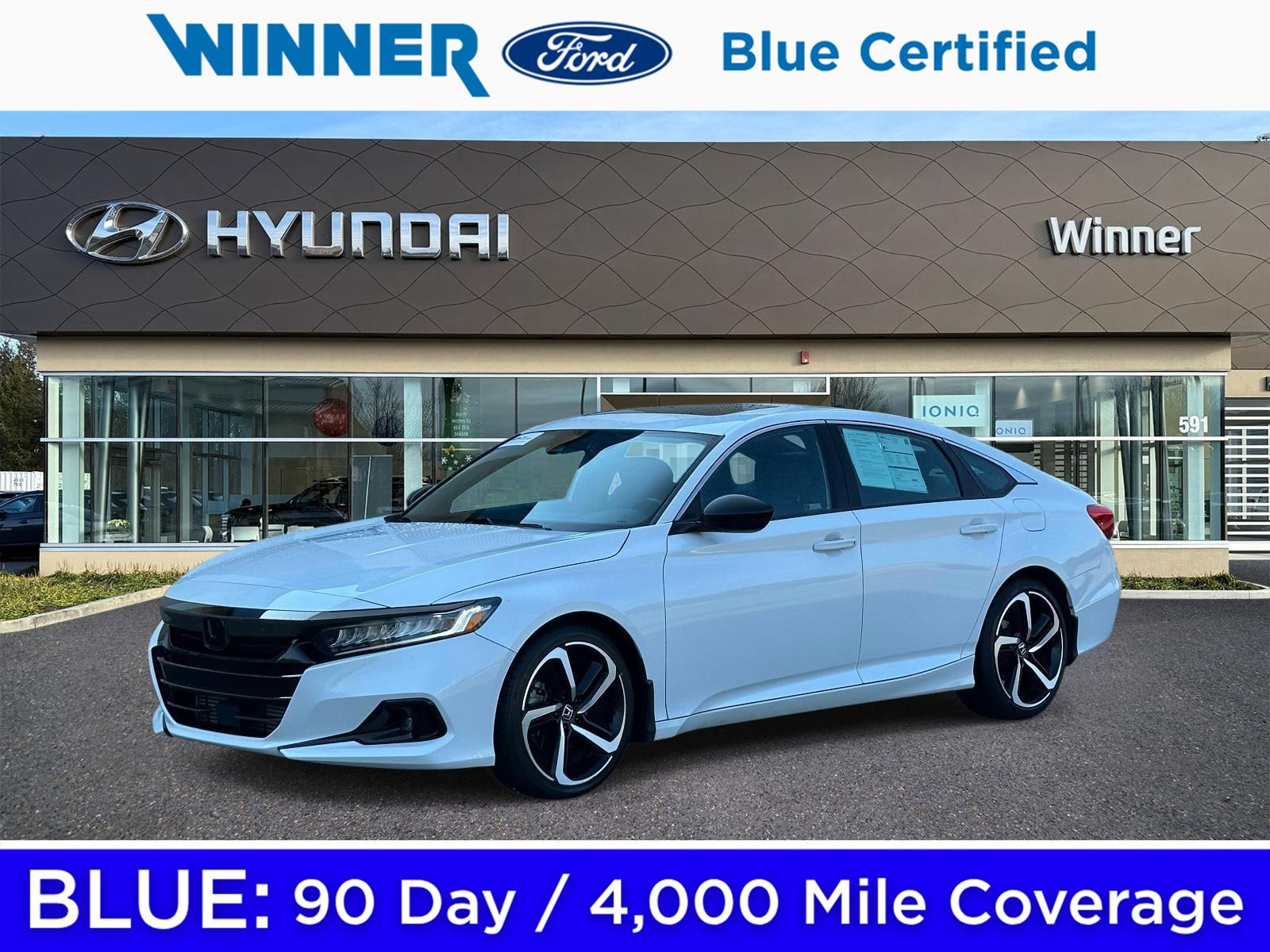 Platinum White Pearl 2021 Honda Accord Sedan Front-Wheel Drive Automatic