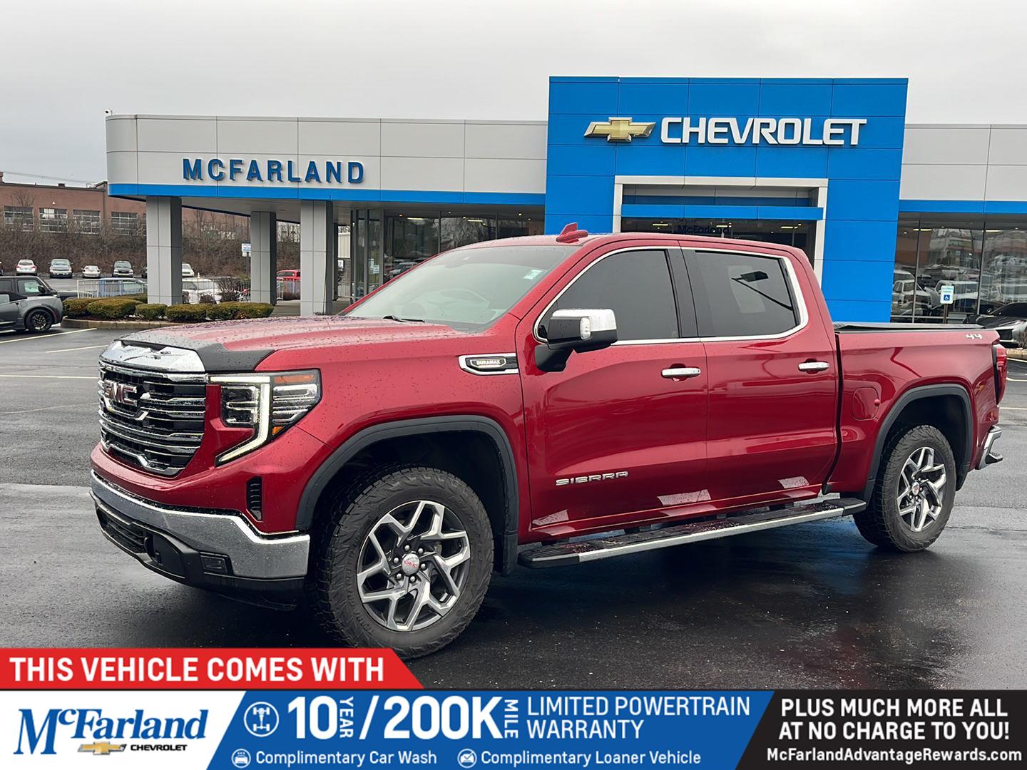 Cayenne Red Tintcoat 2022 GMC Sierra 1500 SLT Crew Cab 4WD Pickup Truck Four-Wheel Drive Automatic