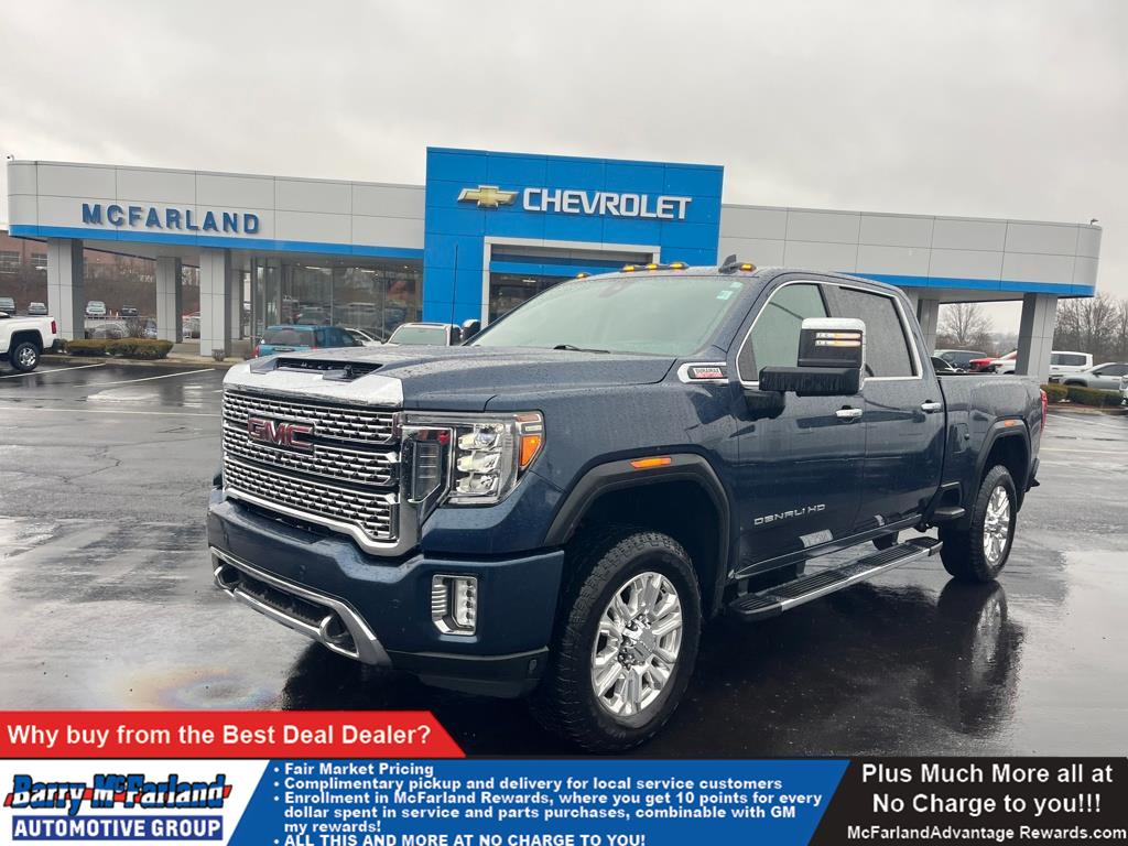 Pacific Blue Metallic 2020 GMC Sierra 2500HD Denali Crew Cab 4WD Pickup Truck Four-Wheel Drive Automatic