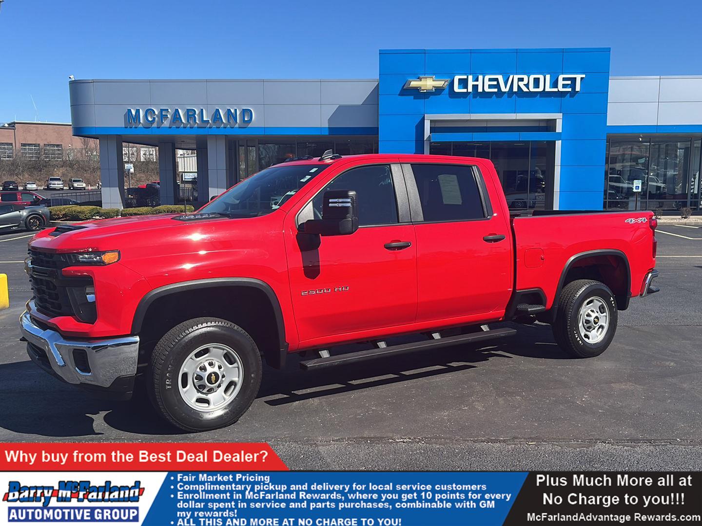Red Hot 2025 Chevrolet Silverado 2500HD Work Truck Crew Cab 4WD Pickup Truck Four-Wheel Drive Automatic