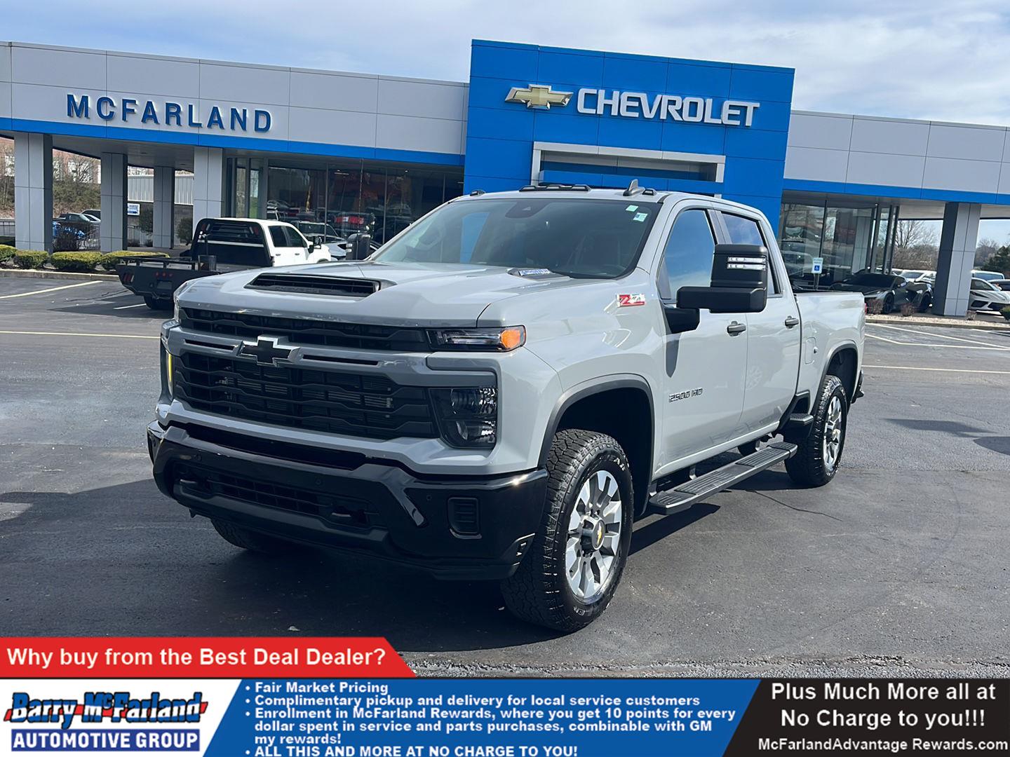 Slate Gray Metallic 2025 Chevrolet Silverado 2500HD Custom Crew Cab 4WD Pickup Truck Four-Wheel Drive Automatic