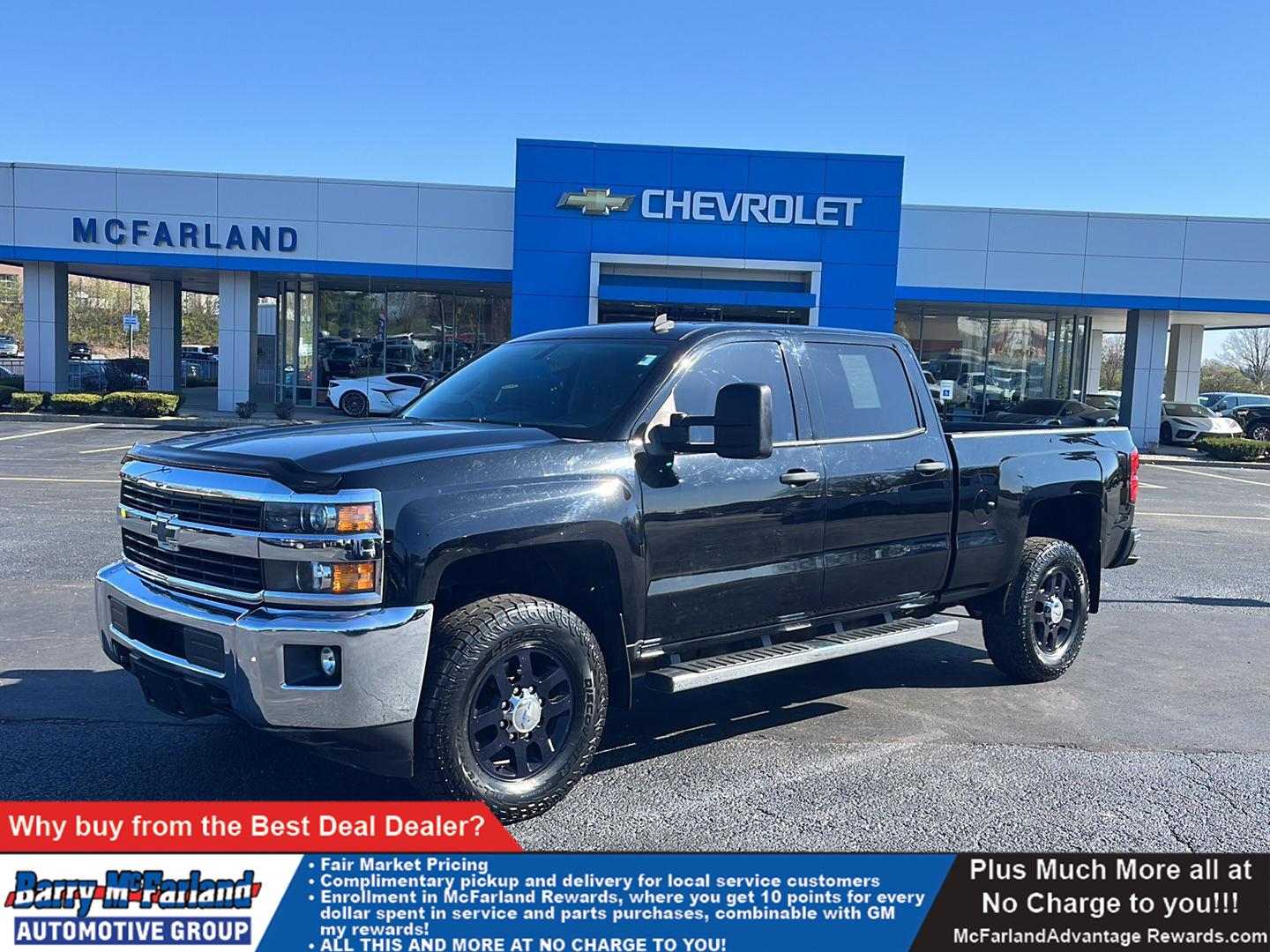 Black 2015 Chevrolet Silverado 2500HD LT Crew Cab 4WD Pickup Truck Four-Wheel Drive 6-Speed Automatic