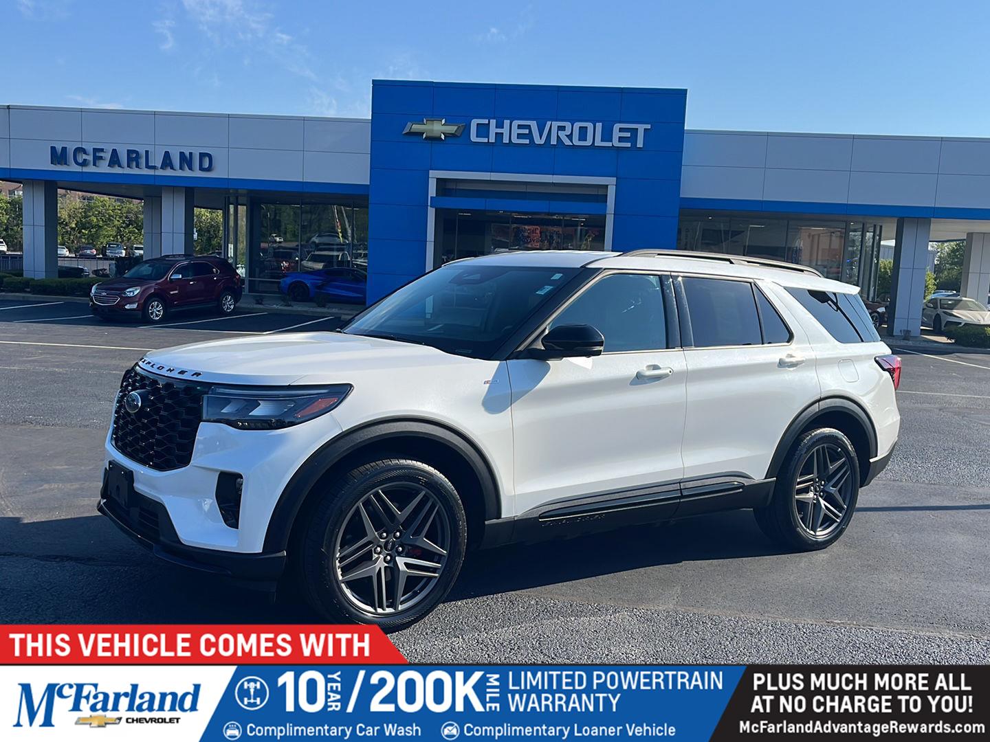 Star White Metallic Tri-Coat 2025 Ford Explorer SUV / Crossover All-Wheel Drive Automatic