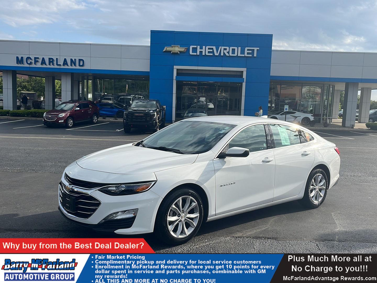 Summit White 2023 Chevrolet Malibu LT with 1LT FWD Sedan Front-Wheel Drive Continuously Variable Transmission
